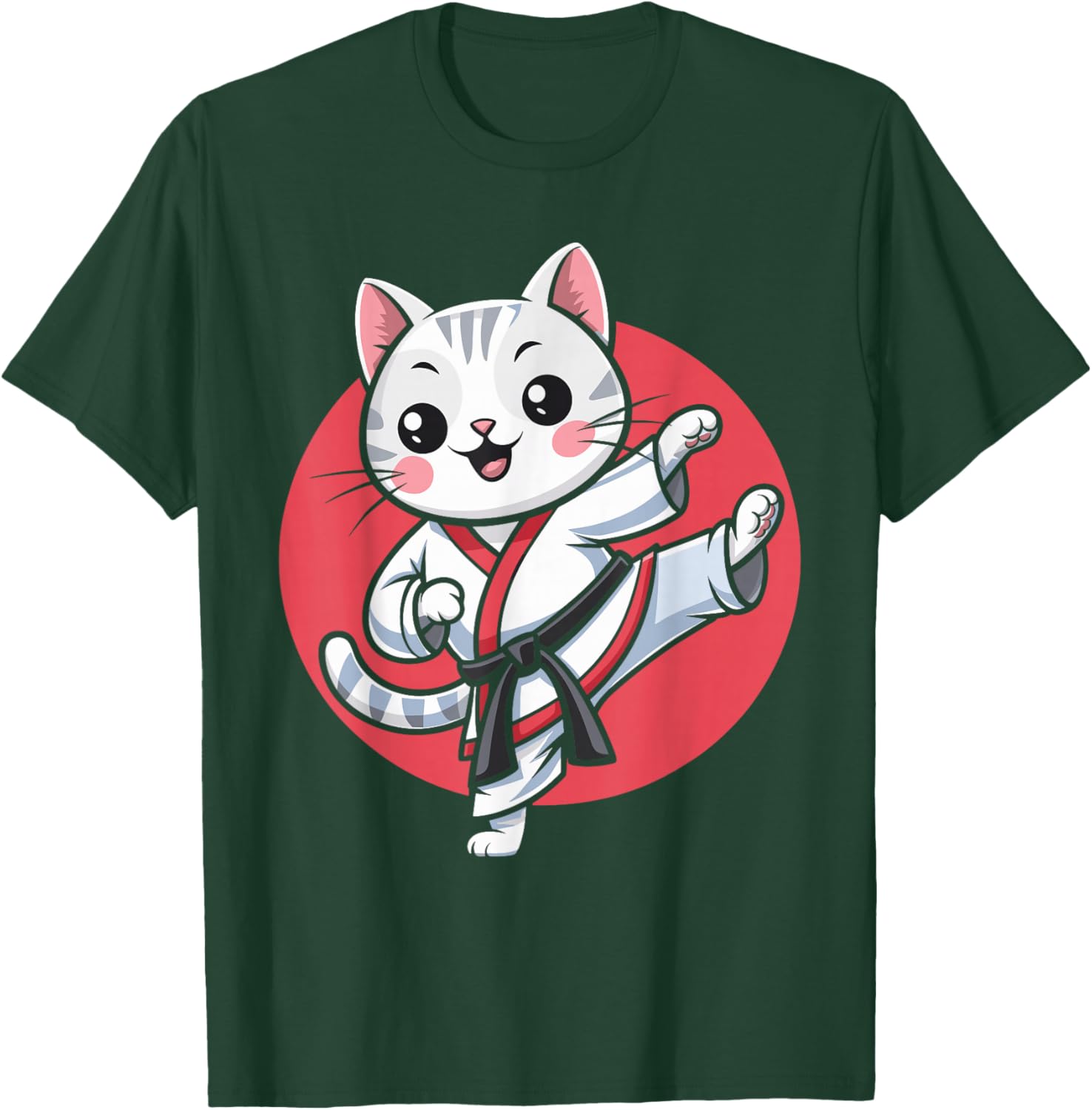 Kawaii Japanese Cat Karate Jiu Jitsu T-Shirt for Women and Kids - 10