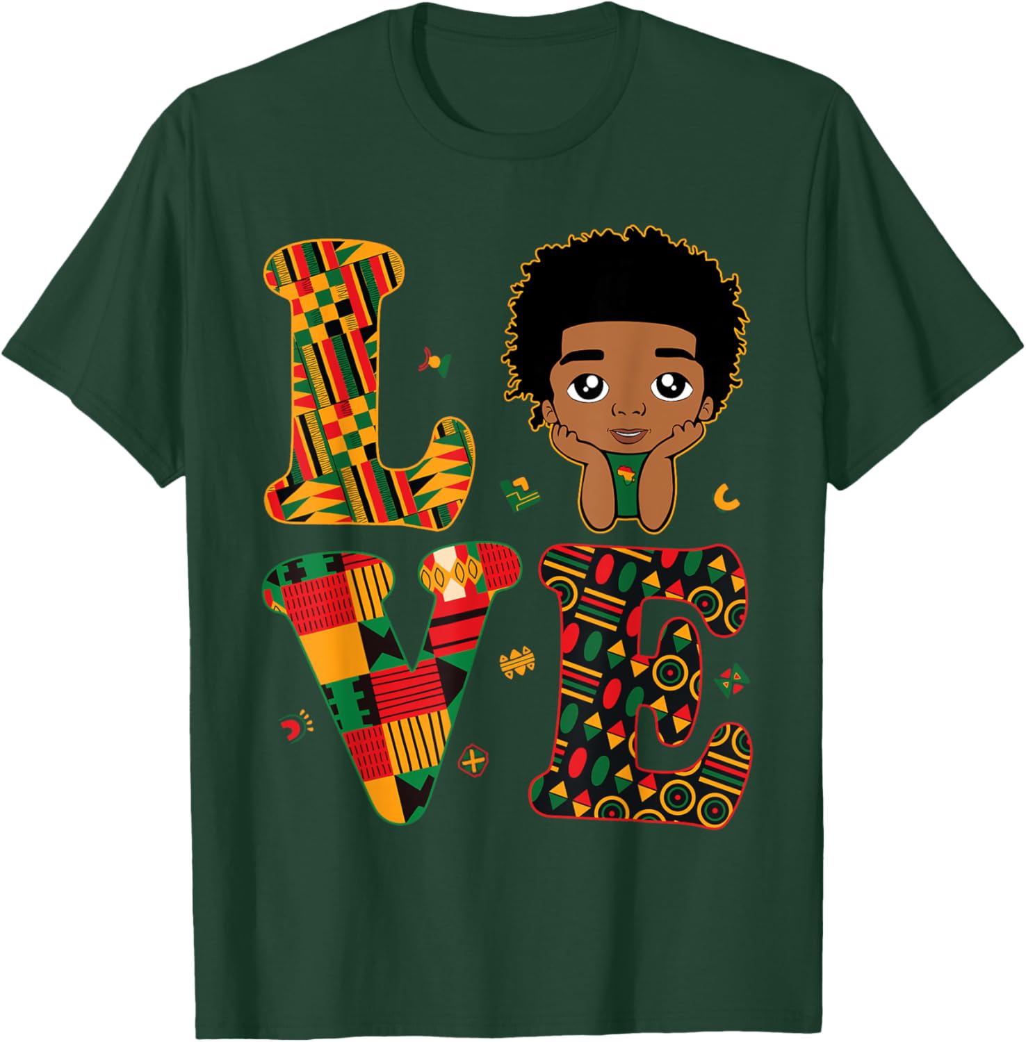 Proud LOVE African Kente Toddler Boys T-Shirt for Black History Month - 18