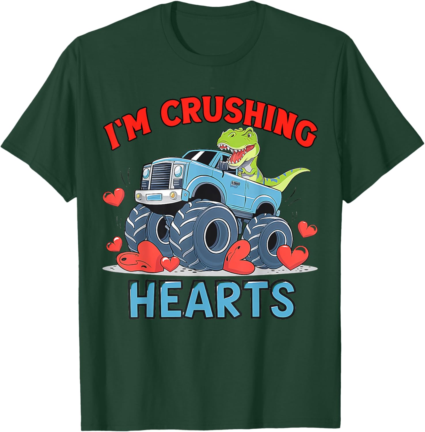 Hearts Crusher Monster Truck Valentine's Day T-Shirt for Kids and Adults - 4