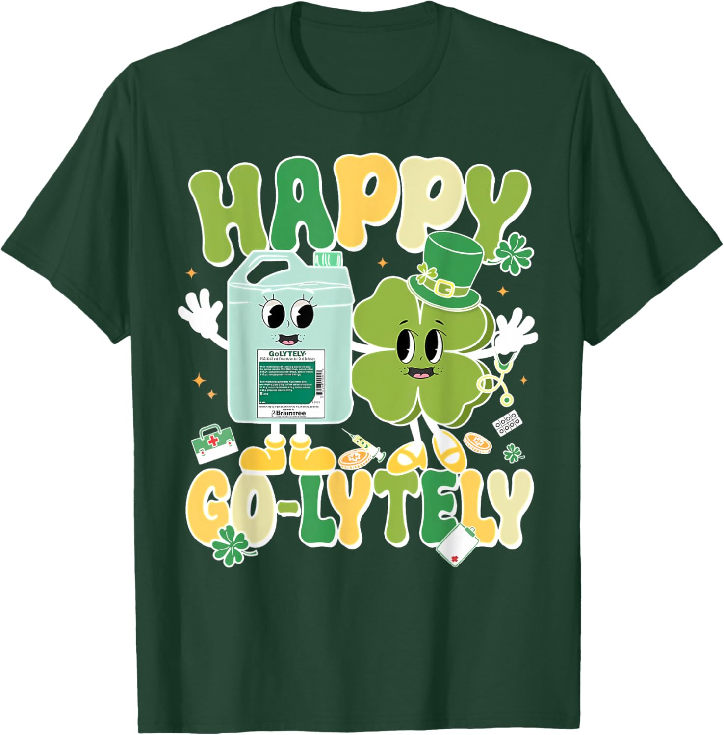 Happy Go-Lytely St Patrick's Day GI Nursing Humor T-Shirt for Fun Nurses - 1