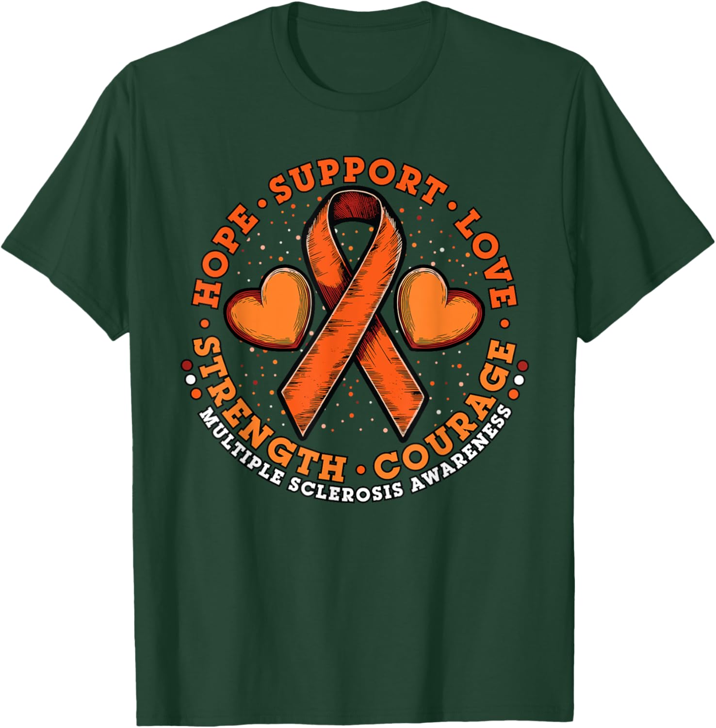 Orange Ribbon Multiple Sclerosis Awareness T-Shirt for Hope and Support - 17