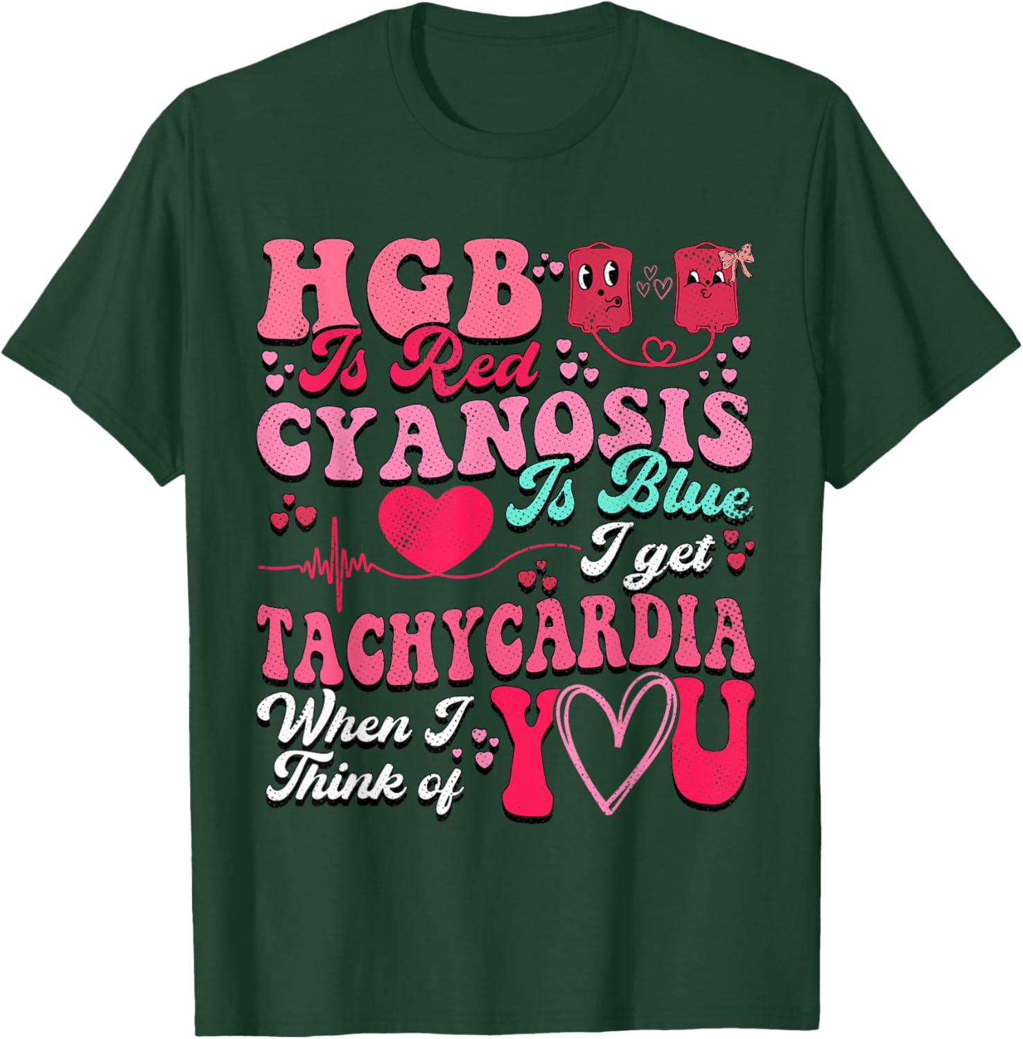 Hgb Is Red Cyanosis Is Blue Cardiac Nurse T-Shirt for Medical Professionals - 14