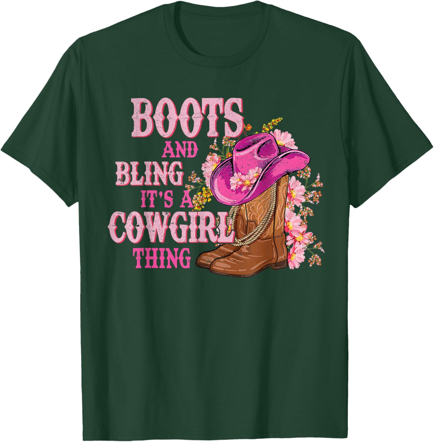 Cowgirl Style Boots and Bling Rodeo Love T-Shirt for Country Girls - 20