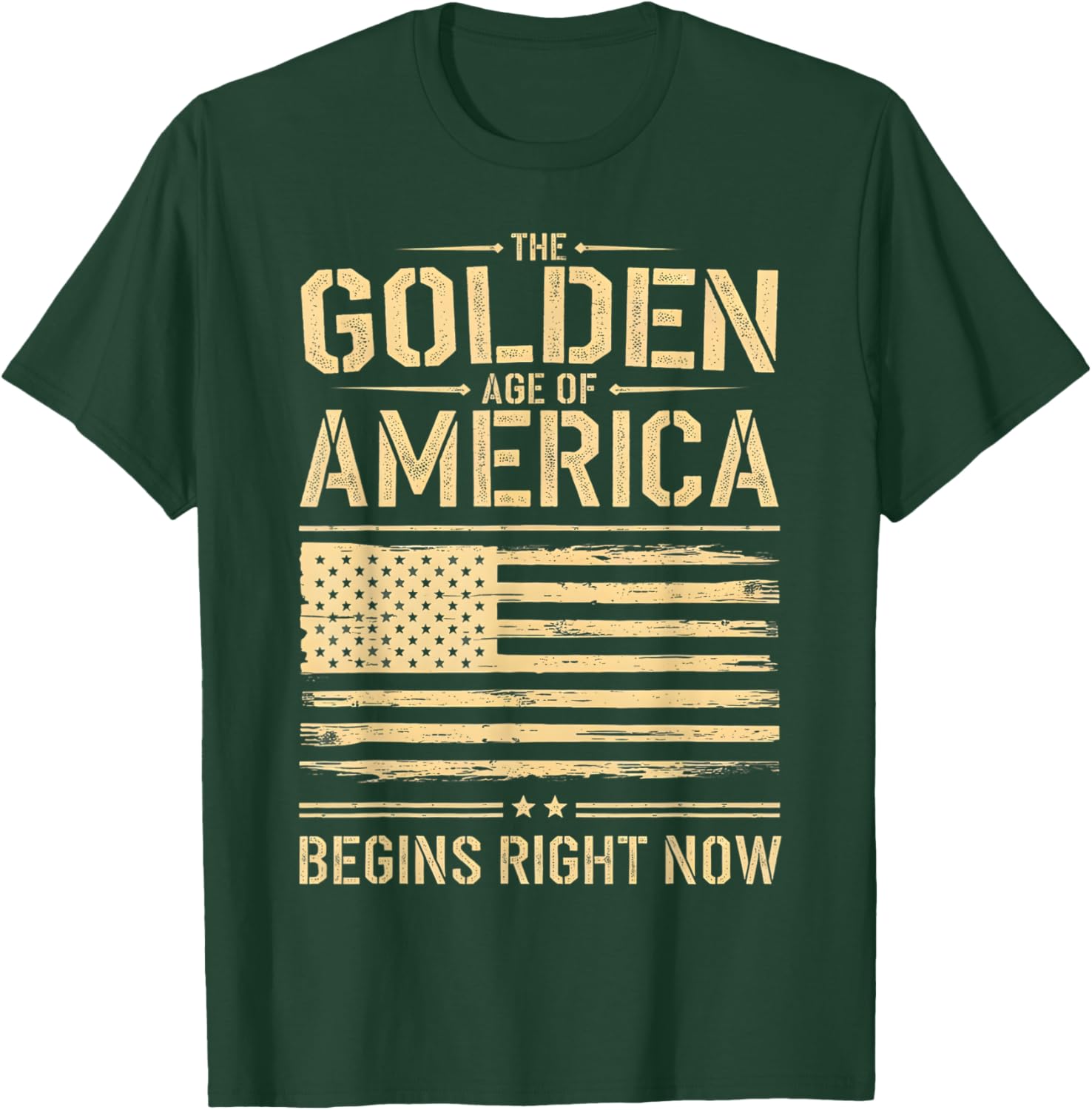 Golden Age of America Distressed T-Shirt with USA Flag Design - 7