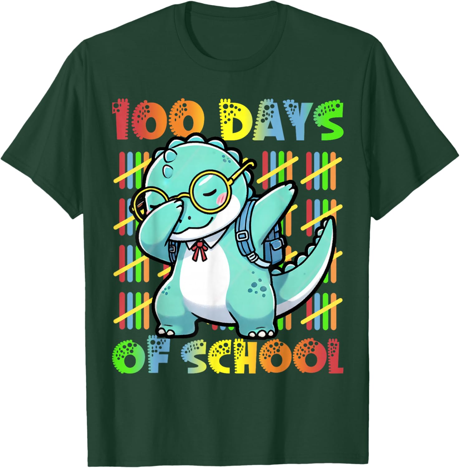 Dabbing Dinosaur 100 Days of School Kids T-Shirt for Fun Celebrations - 4