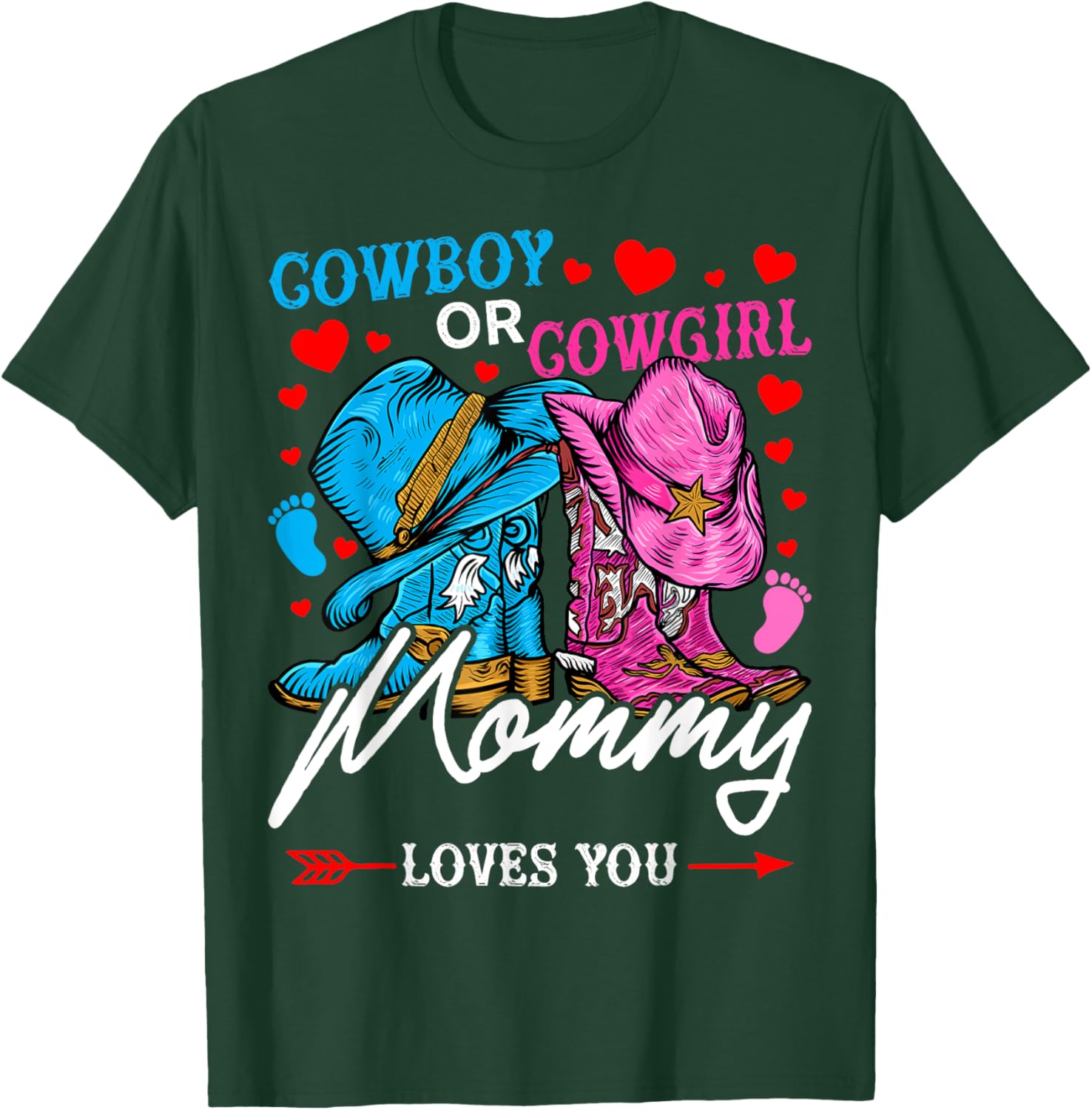 Adorable Gender Reveal T-Shirt for Mom - Cowboy or Cowgirl Style - 5