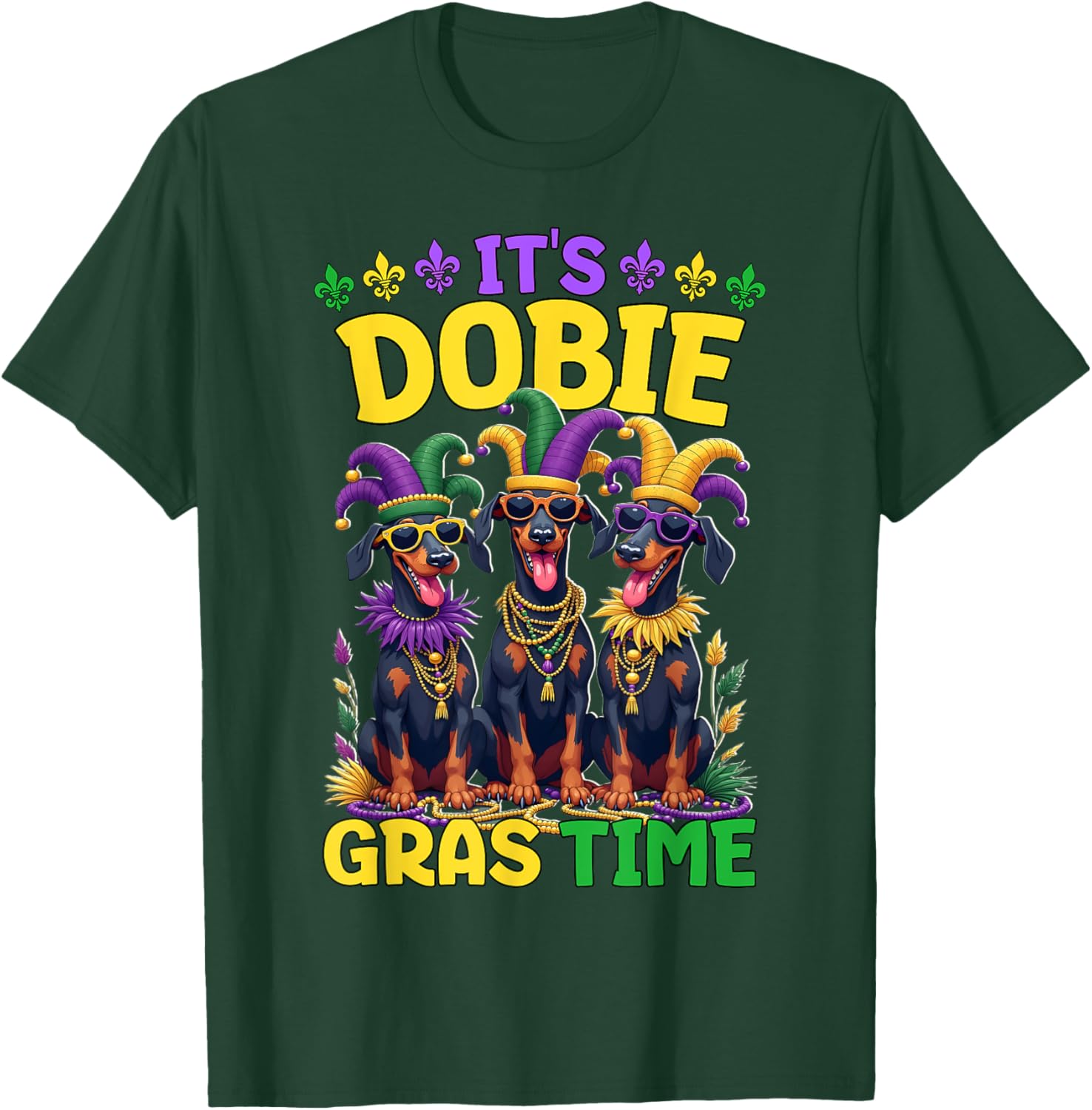 Mardi Gras Doberman T-Shirt Celebrating Carnival Festivities - 6