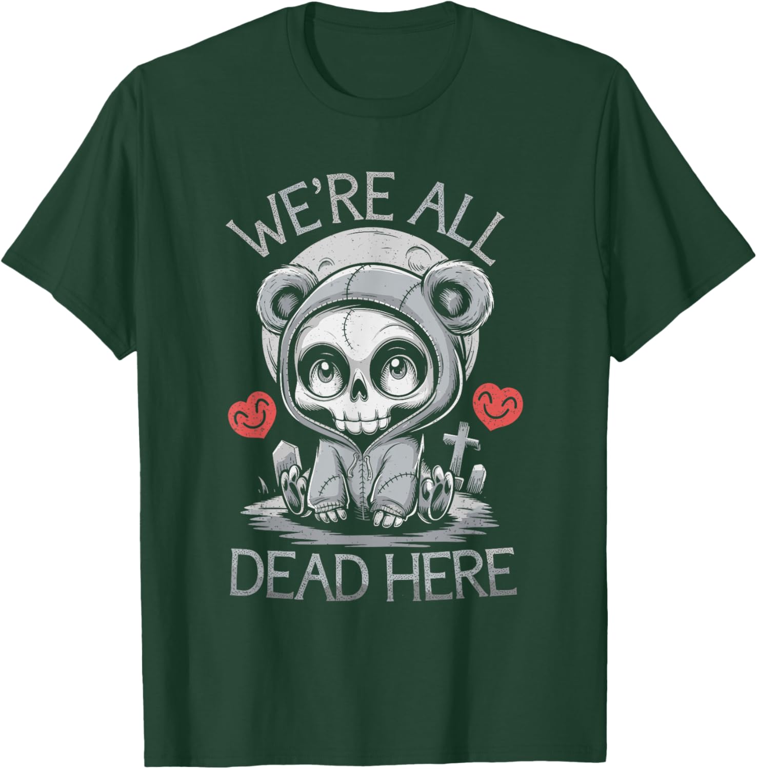 Creepy Skeleton Teddy Bear Goth Girl T-Shirt for Unique Style Lovers - 6