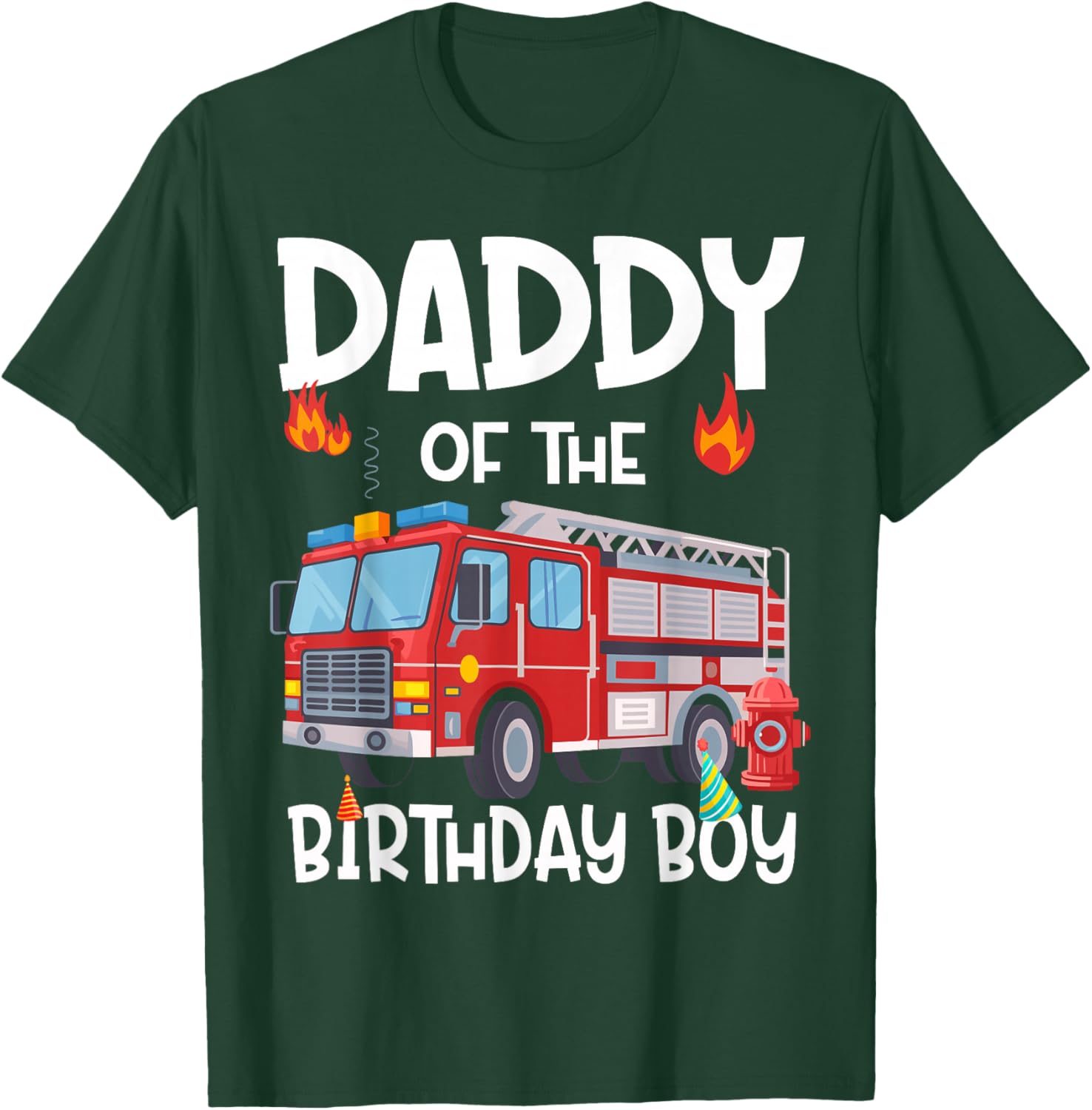 Daddy of the Birthday Boy Fire Truck T-Shirt for Proud Firefighter Dads - 2
