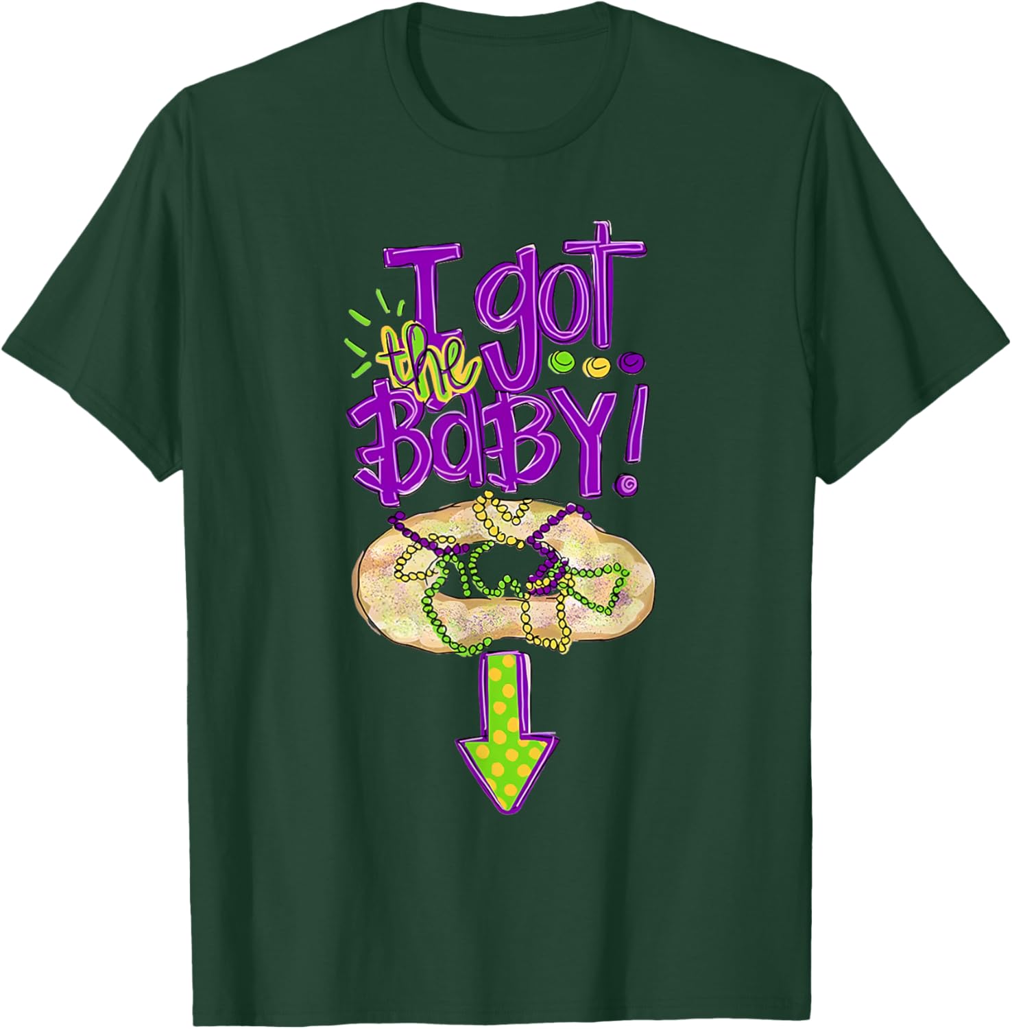 Baby Mardi Gras King Cake Reveal T-Shirt for New Orleans Celebrations - 9
