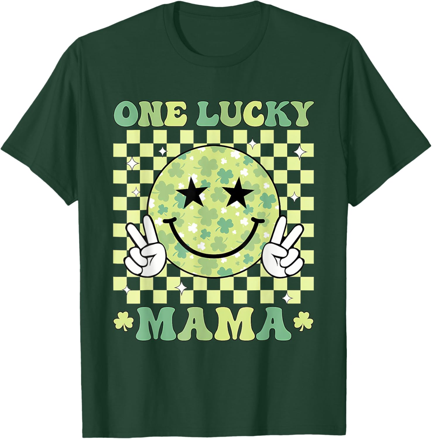One Lucky Mama St Patricks Day 2025 Retro T-Shirt for Moms - 8
