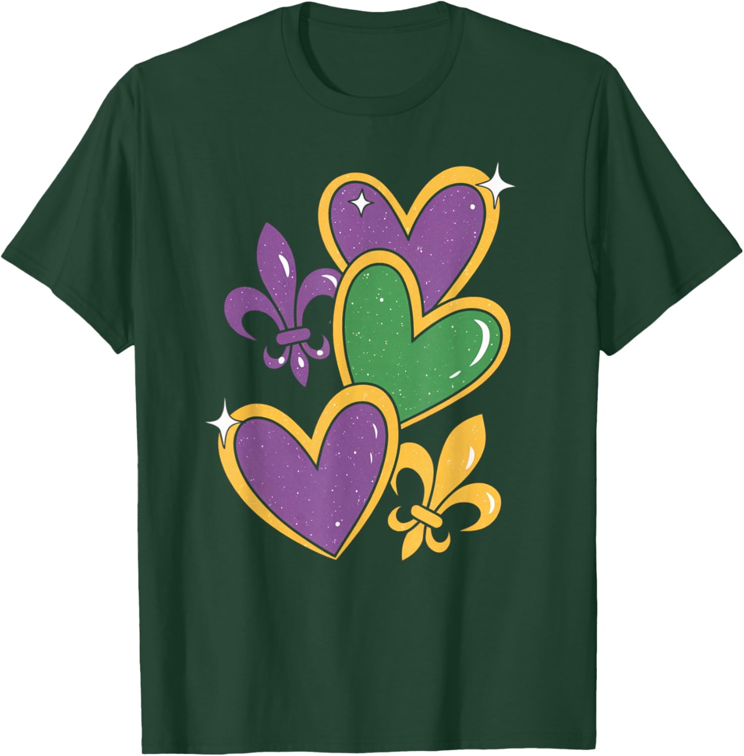 Mardi Gras Hearts T-Shirt for Women Girls Kids and Toddlers - 11