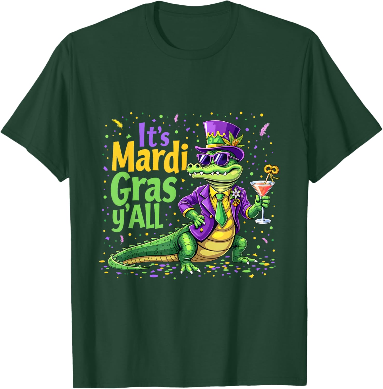 Funny Mardi Gras 2025 Alligator T-Shirt for Fun Festivities - 17