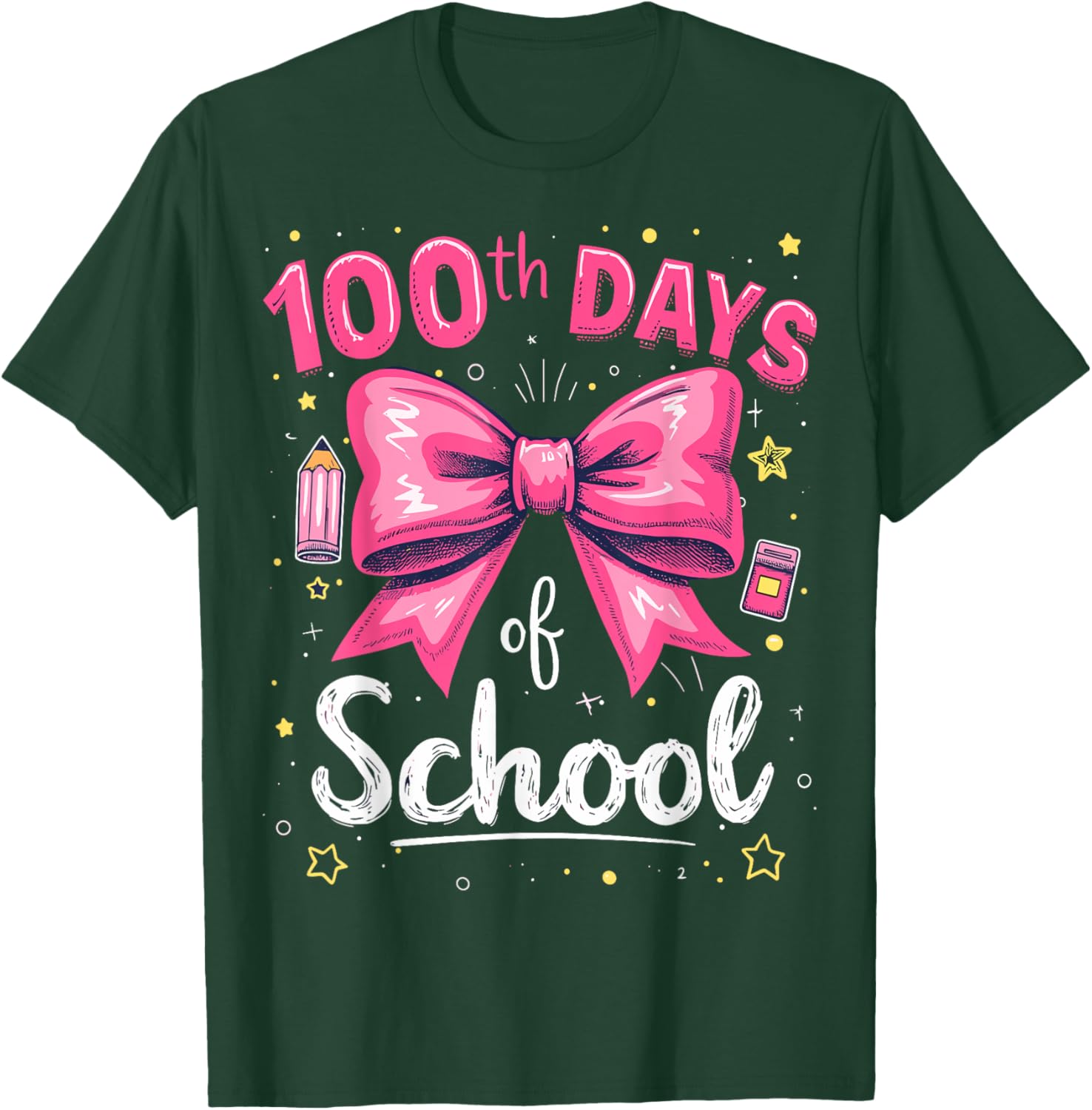 100 Days of School Teacher Coquette Bow T-Shirt for 100th Day Celebration - 6