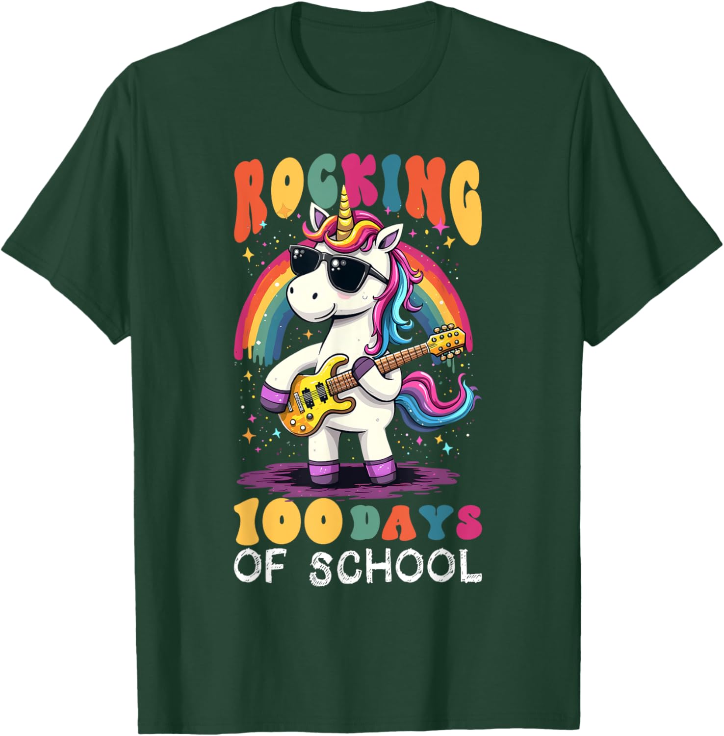 Unicorn 100 Days of School Teacher T-Shirt for Magical Celebrations - 9