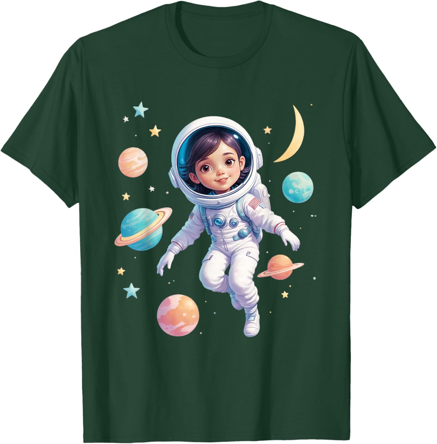 Cute Space Girl Astronaut T-Shirt for Cosmic Explorer Fans - 1