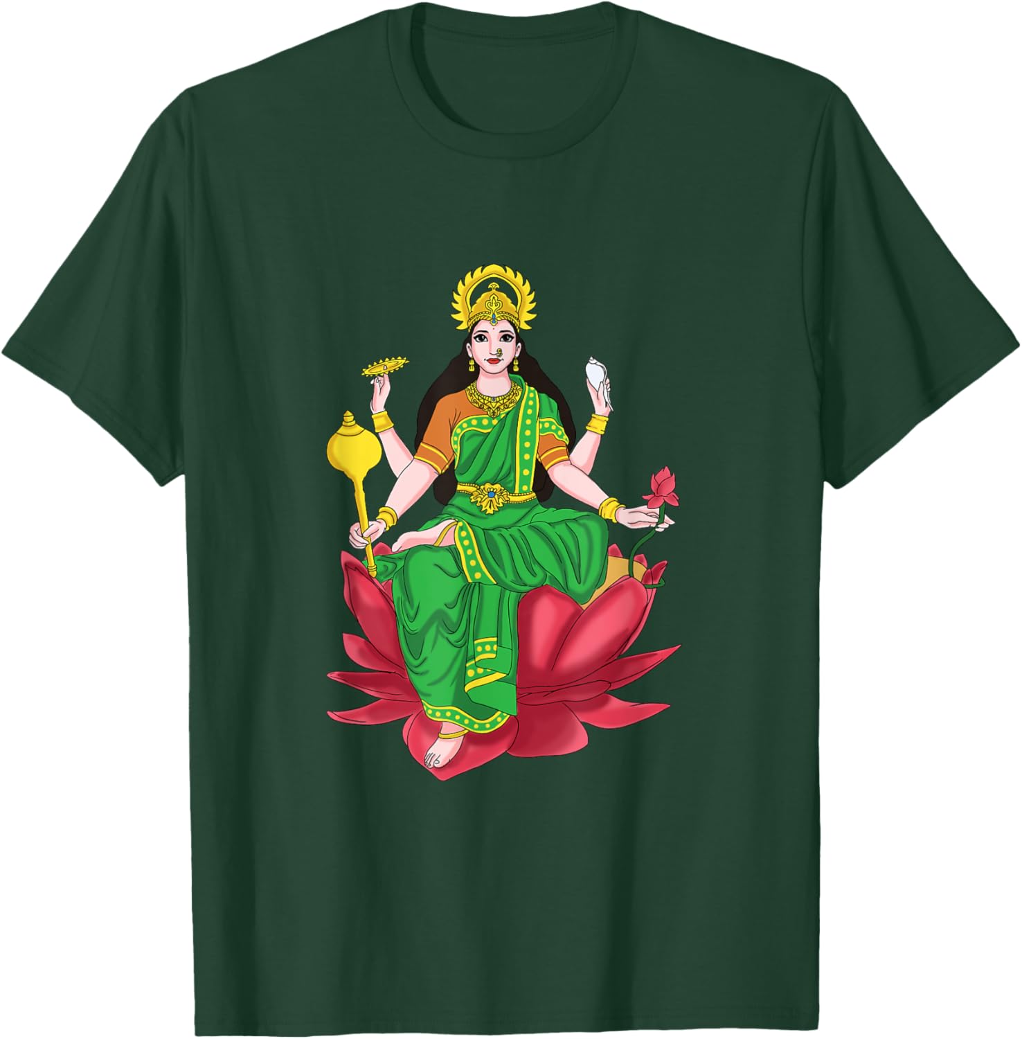 Laxmi Mata Diwali T-Shirt with Lotus Illustration for Pooja Celebrations - 27