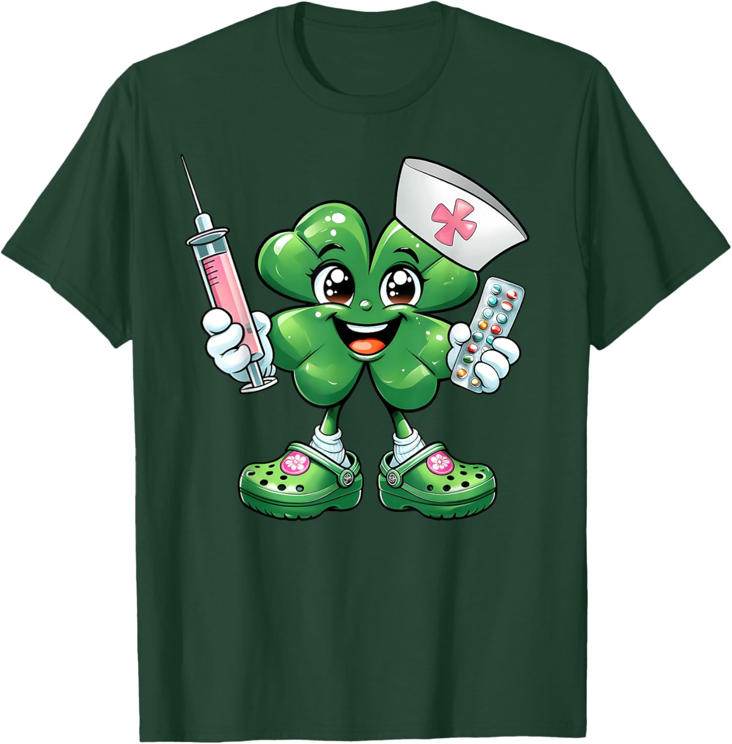 Saint Pattys Scrub T-Shirt for Nurses with Shamrock Design - Women's Apparel - 14