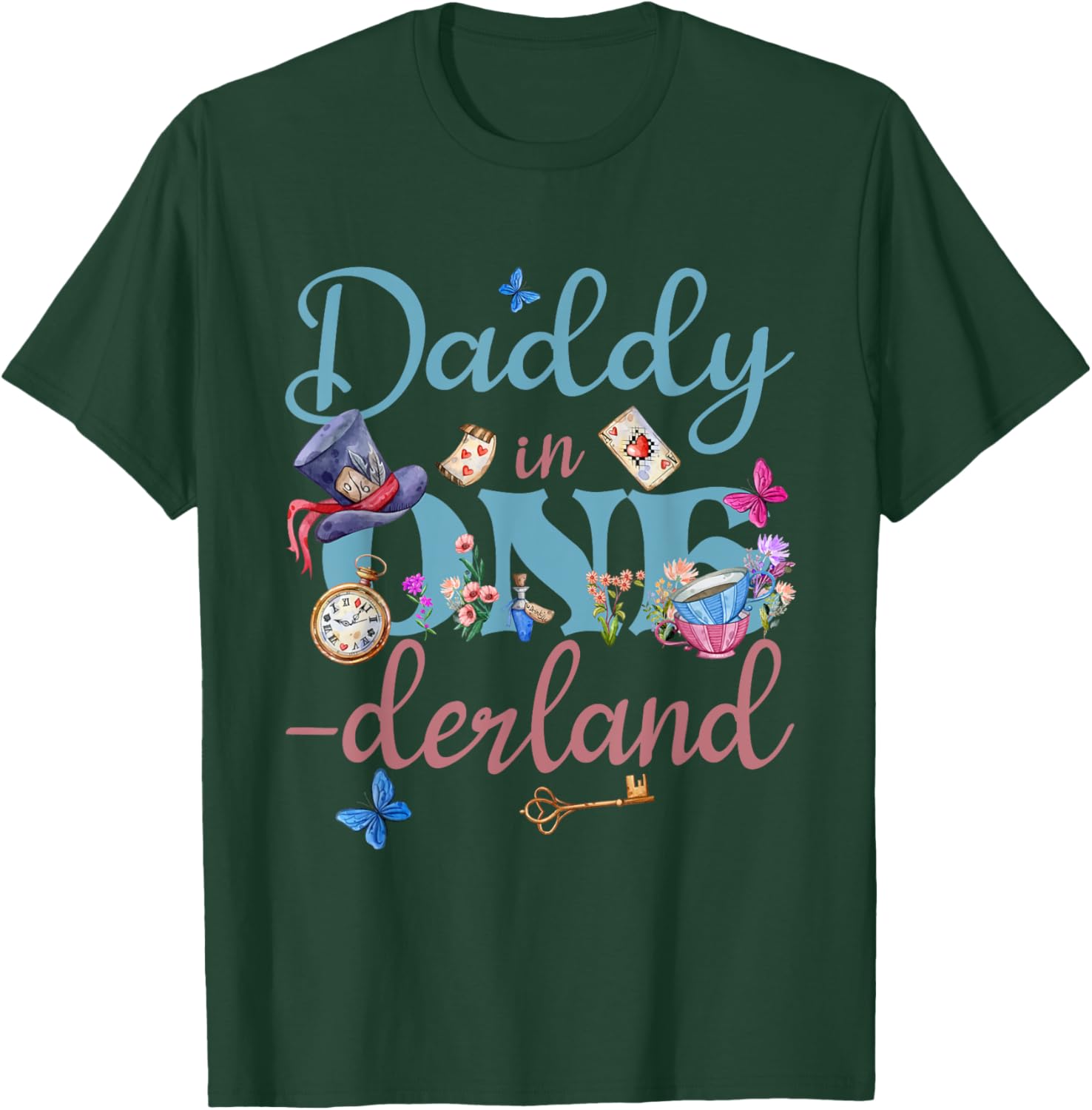 Alice in ONEderland Daddy of Birthday Girl T-Shirt for Celebrations - 17