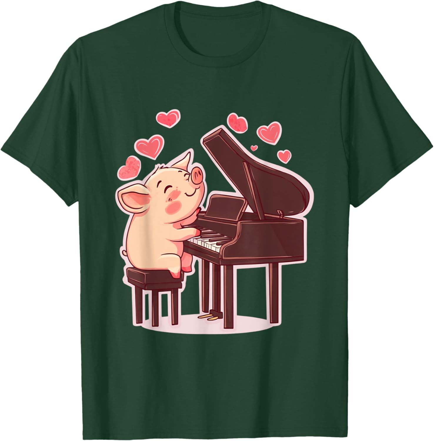 Funny Pig Playing Piano Valentine's Day T-Shirt for Animal Lovers - 10