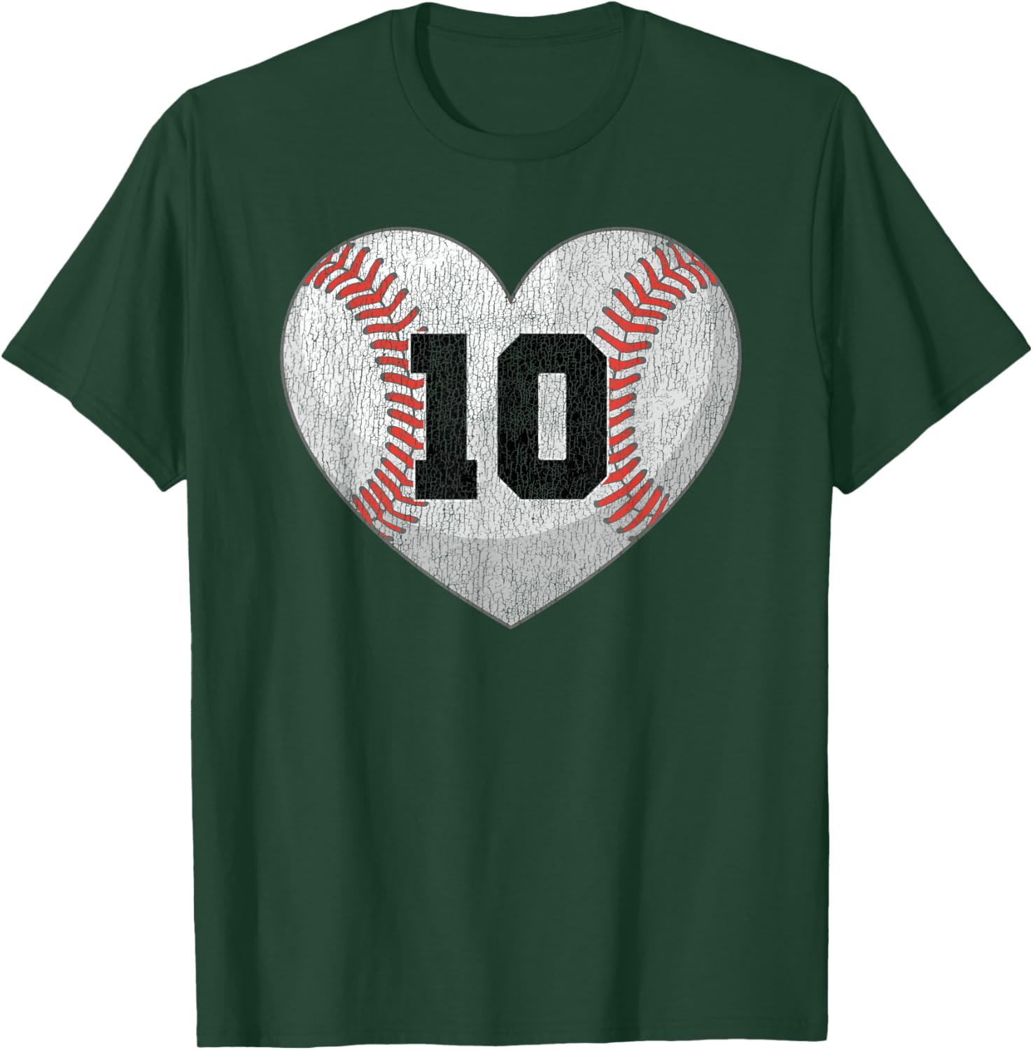 Baseball Mom T-Shirt with Distressed Heart and Number 10 Design - 12