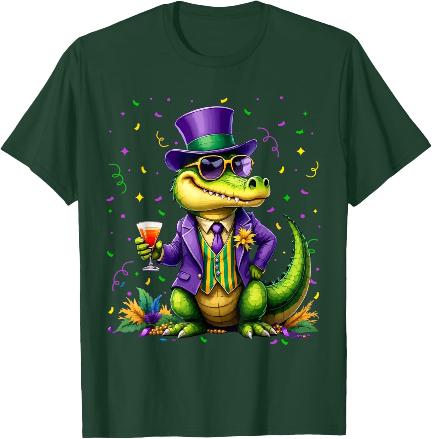 Mardigator Alligator Costume T-Shirt for Mardi Gras Fun Unisex Apparel - 9