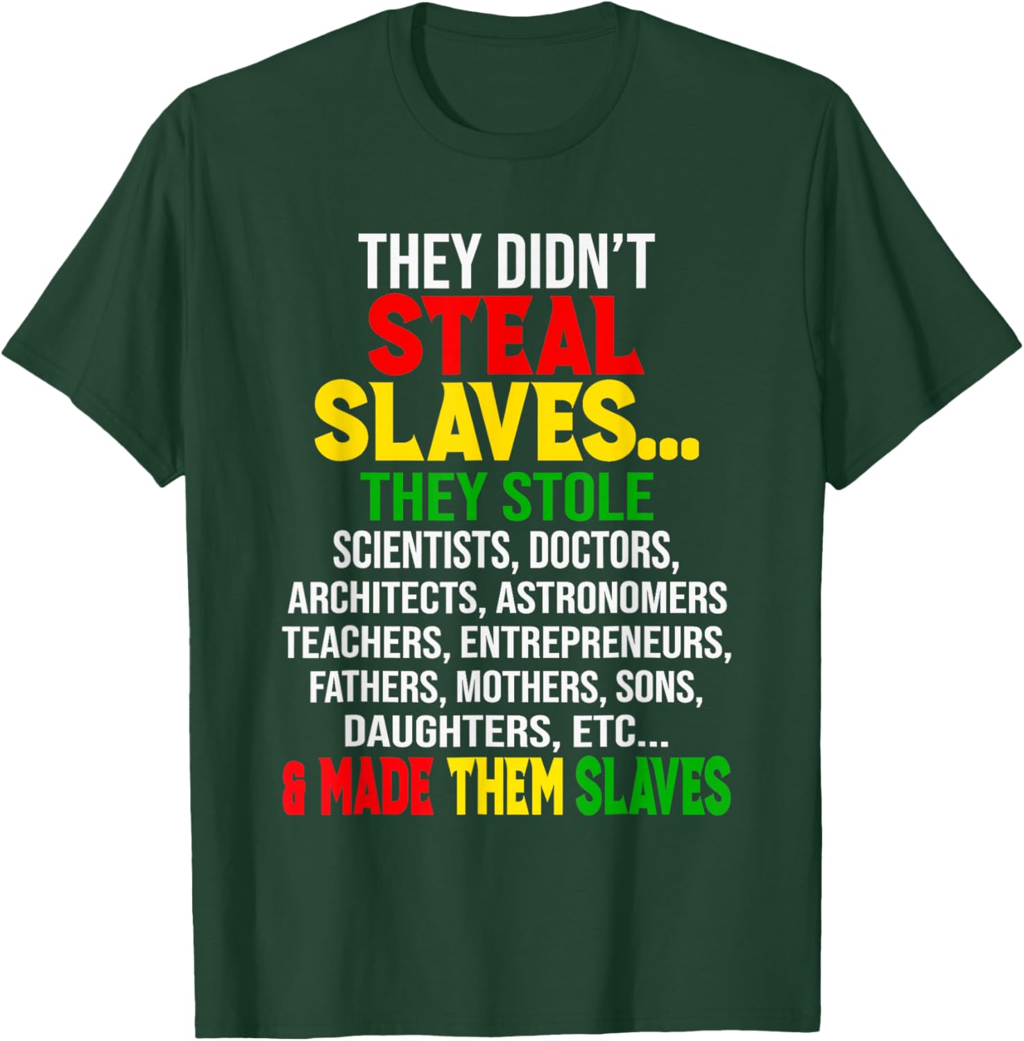They Didn't Steal Slaves Melanin Black History Month T-Shirt for All - 15