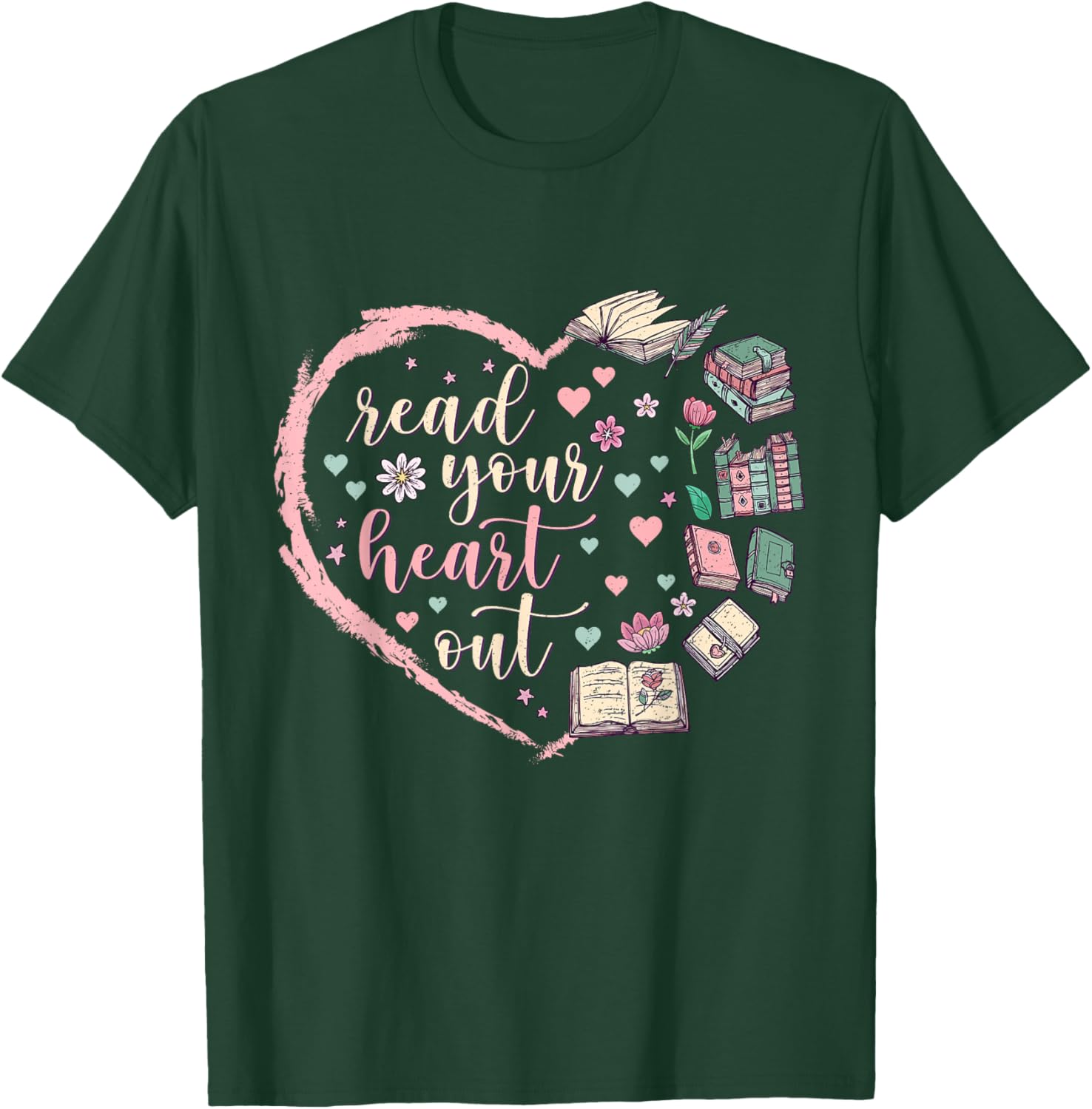 Valentine's Teacher T-Shirt for Book Lovers - Read Your Heart Out Design - 5