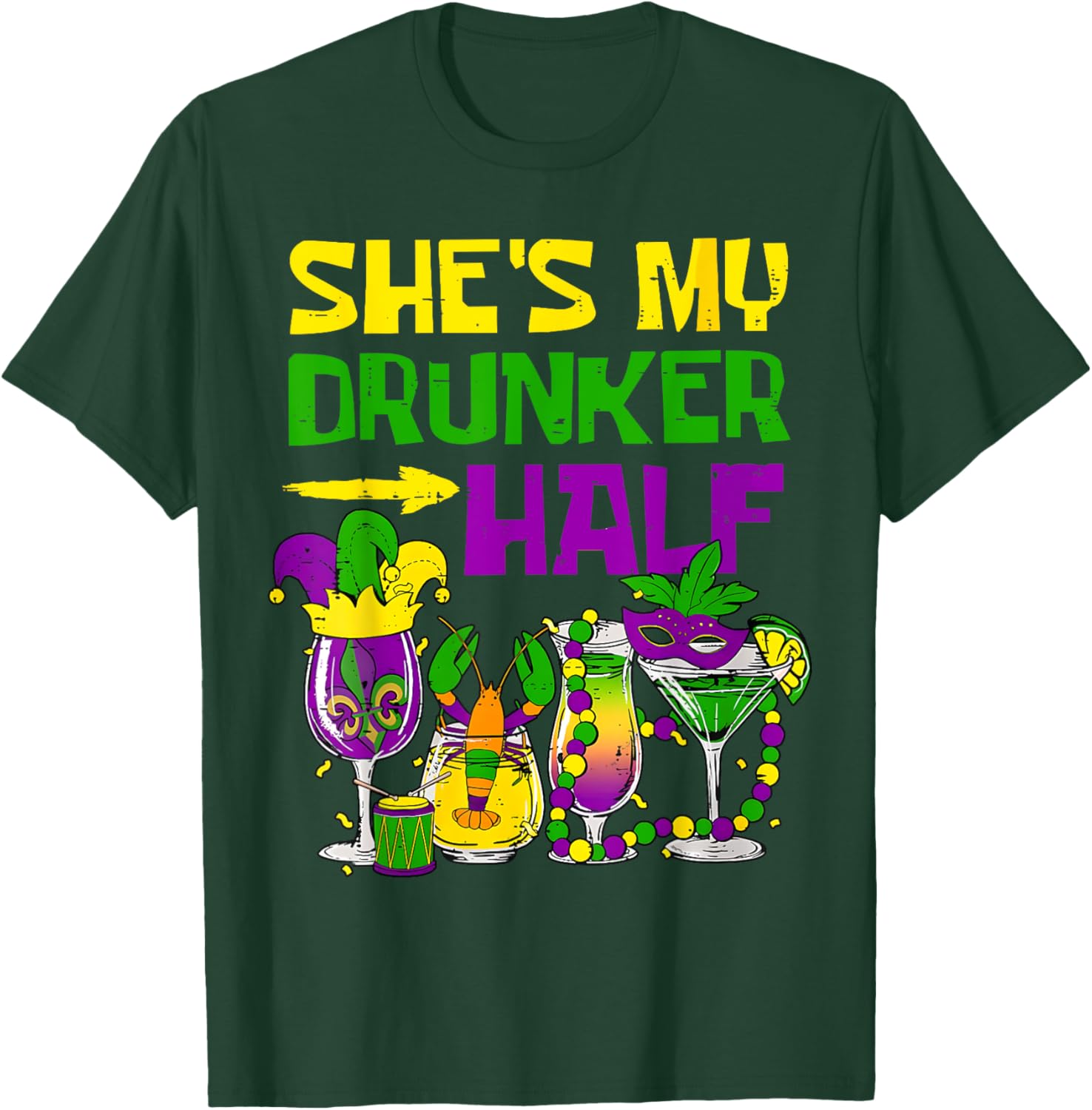 She's My Drunker Half Mardi Gras T-Shirt for Fun Party Celebrations - 4