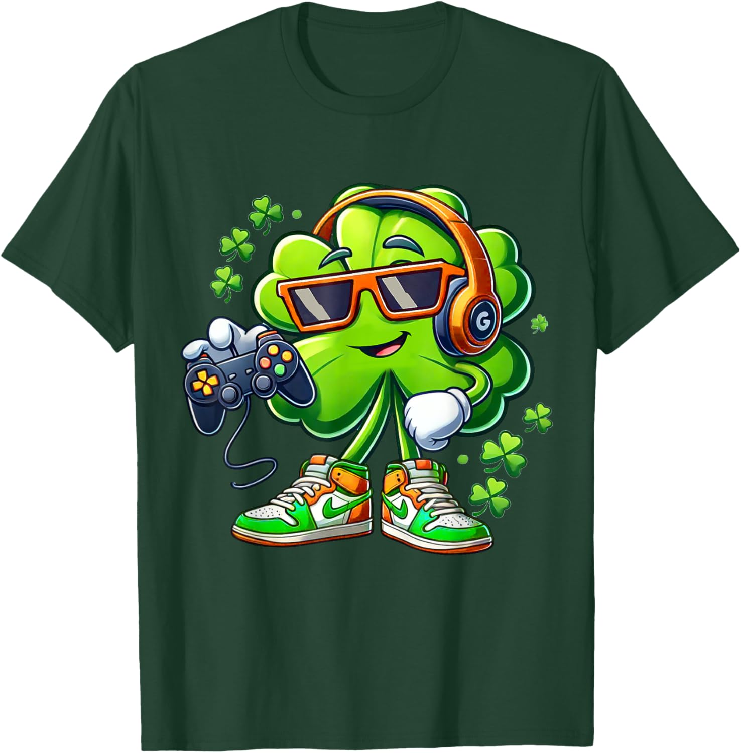 Funny St Patricks Day Gamer T-Shirt for Boys with Shamrock Design - 3
