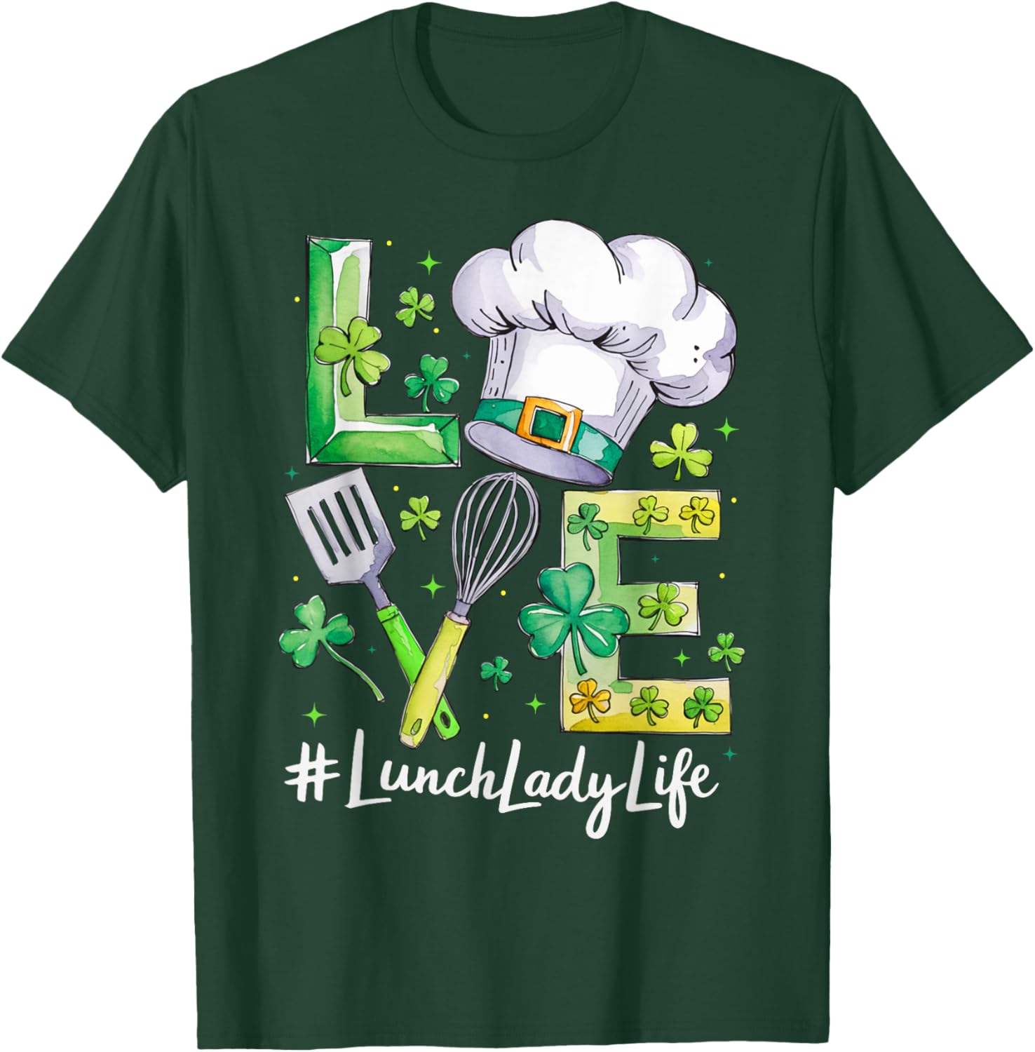 Funny Love Lunch Lady Life St Patricks Day T-Shirt for Men and Women - 5