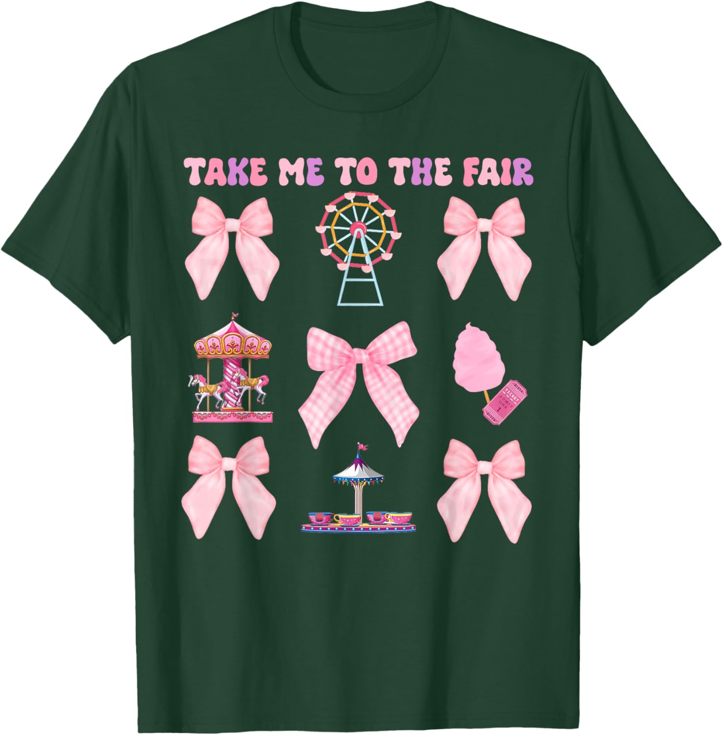 Take Me To The Fair Pink Bow Ferris Wheel T-Shirt for Stylish Fun - 8