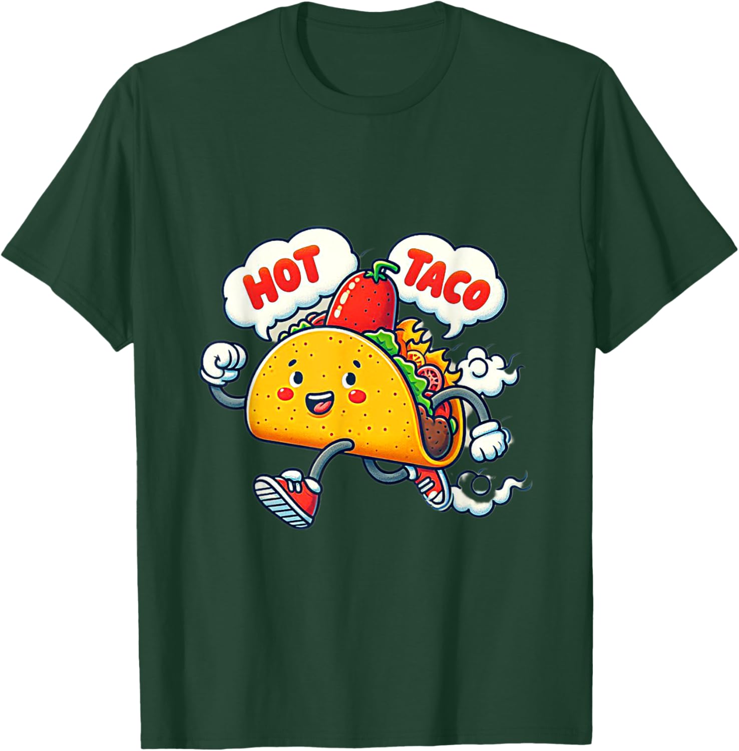 Funny Cute Spicy Hot Taco T-Shirt with Street Saying Idiom Design - 1