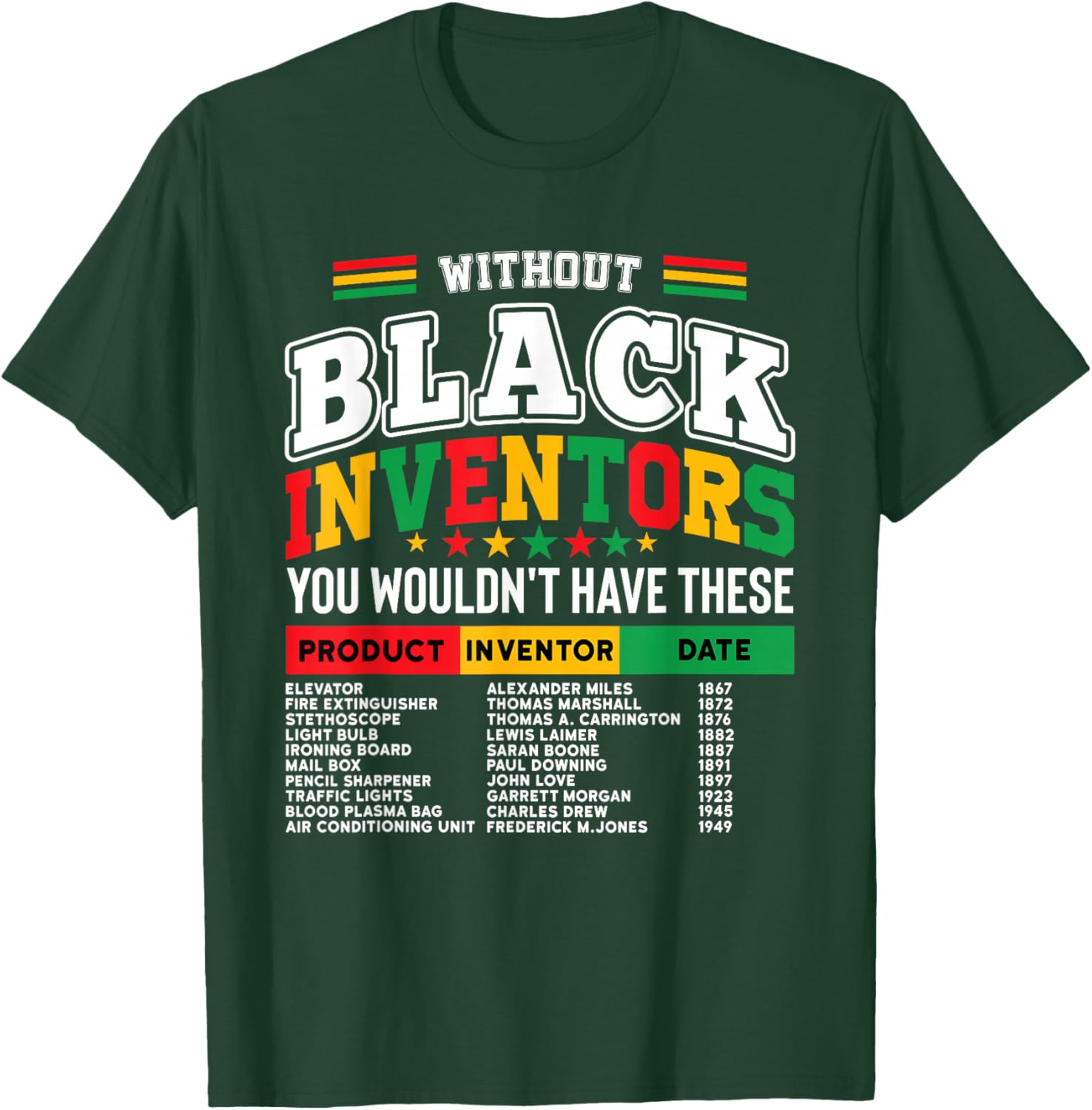 Celebrate Innovation with Afro Pride T-Shirt Featuring Black Inventors - 1