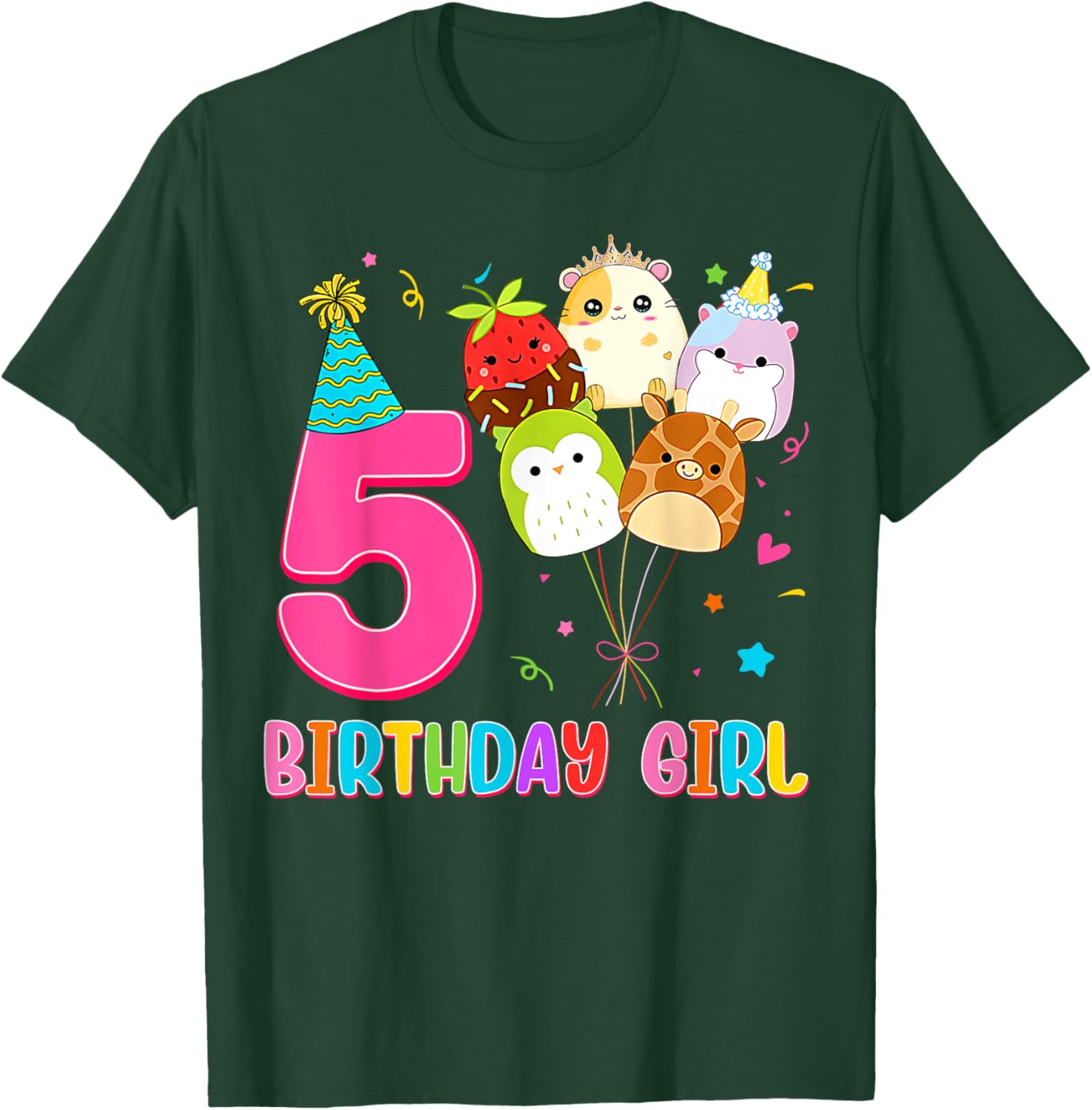 Cute Birthday Girl Squish Squad T-Shirt for 5 Year Old Girls - 21
