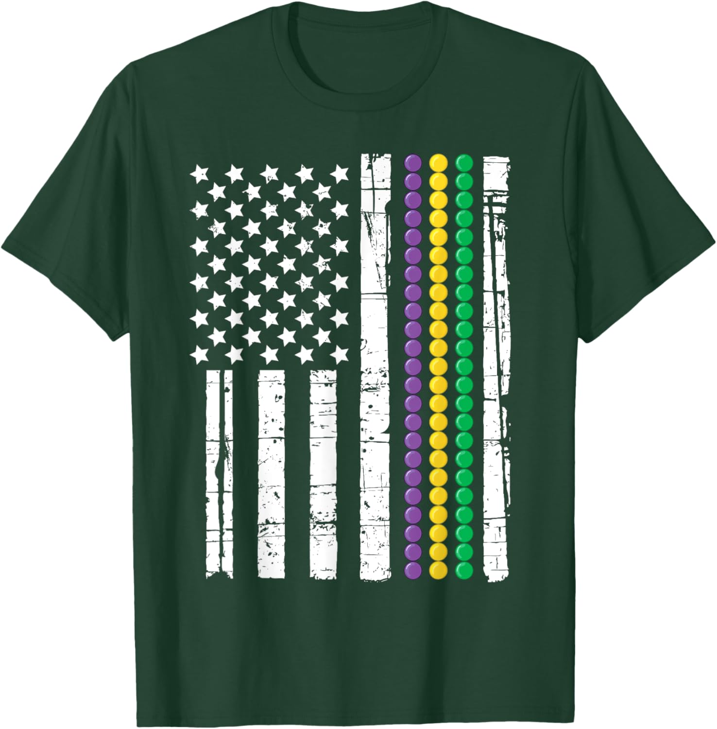 Mardi Gras USA Flag T-Shirt for Festive Celebrations and Events - 7