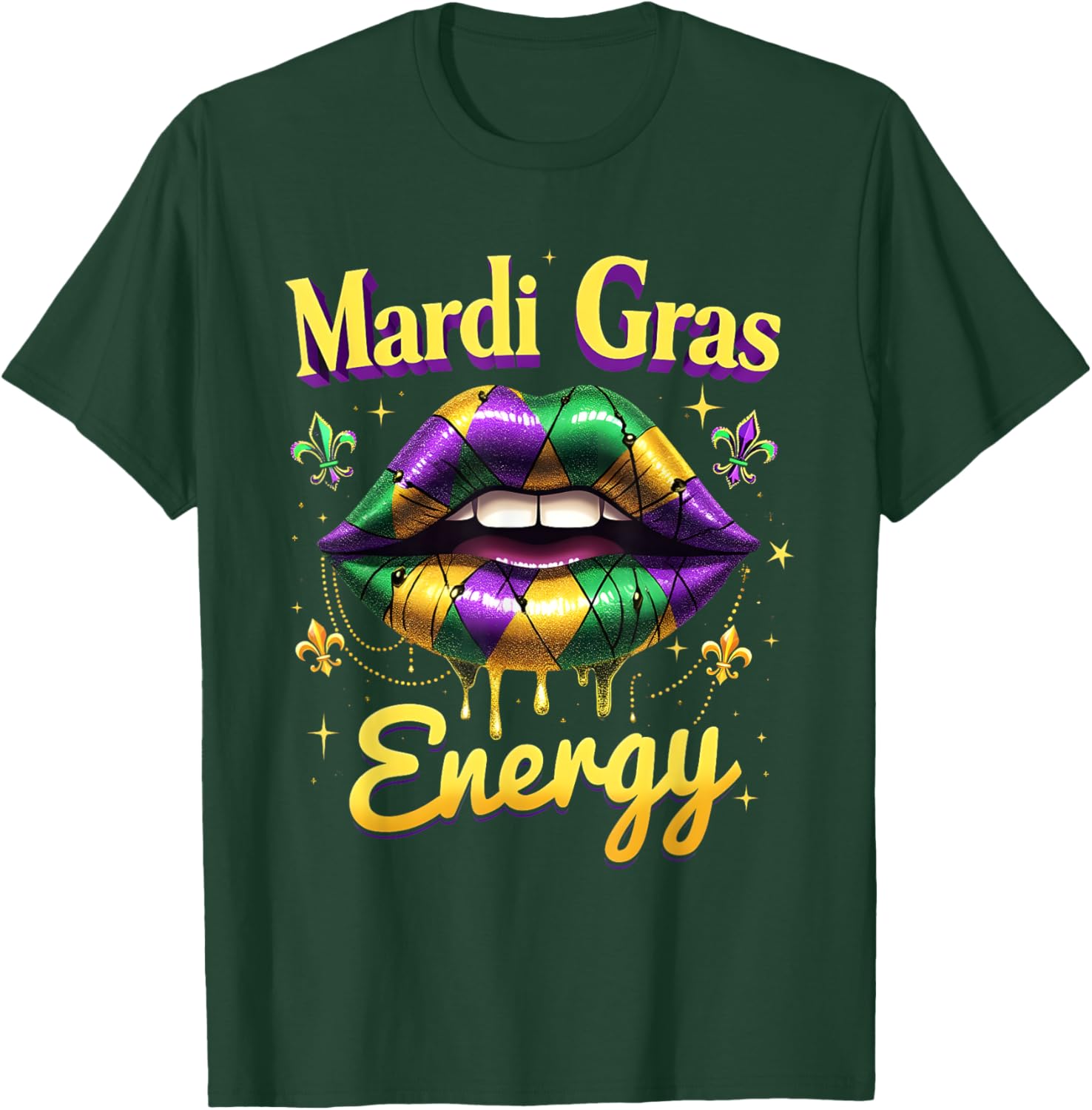 Mardi Gras Energy Carnival Lips T-Shirt New Orleans 2025 Costume Wear - 14