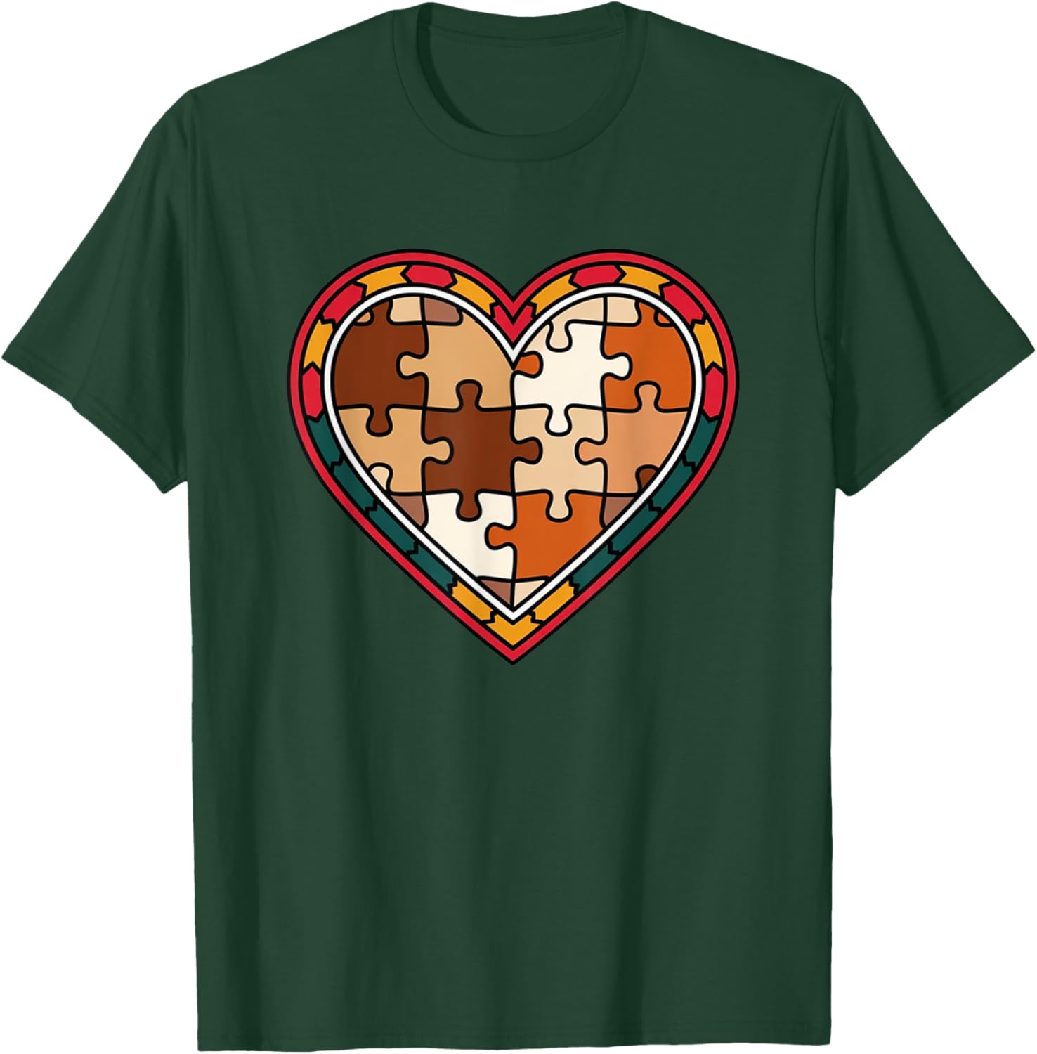 Melanin Heart Puzzle Black History Motivational Afro T-Shirt for All - 17