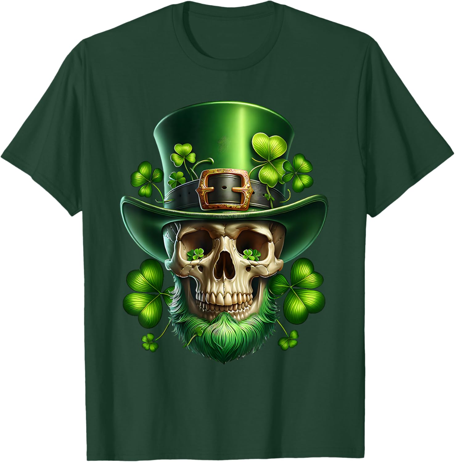 Saint Patrick's Day Sugar Skull T-Shirt for Festive Celebrations - 4
