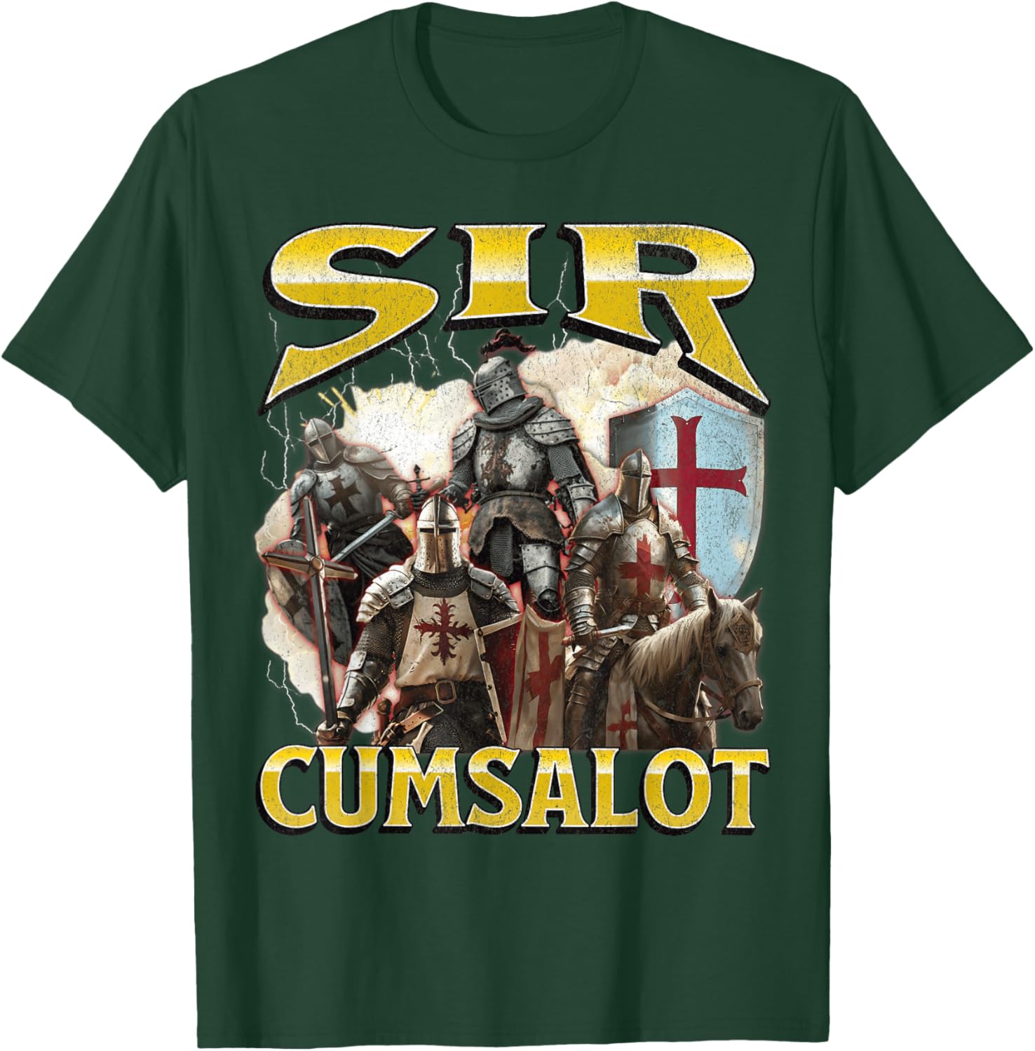 Sir Cumsalot Funny Offensive Knight Meme Graphic T-Shirt for Adults - 8