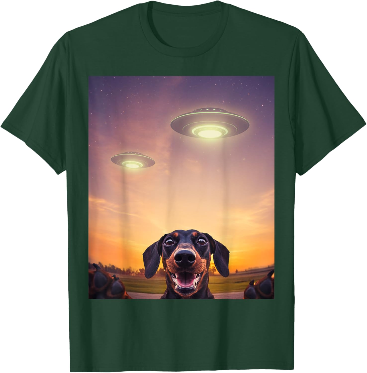 Funny Dachshund UFO Sighting Selfie T-Shirt for Dog Lovers - 27