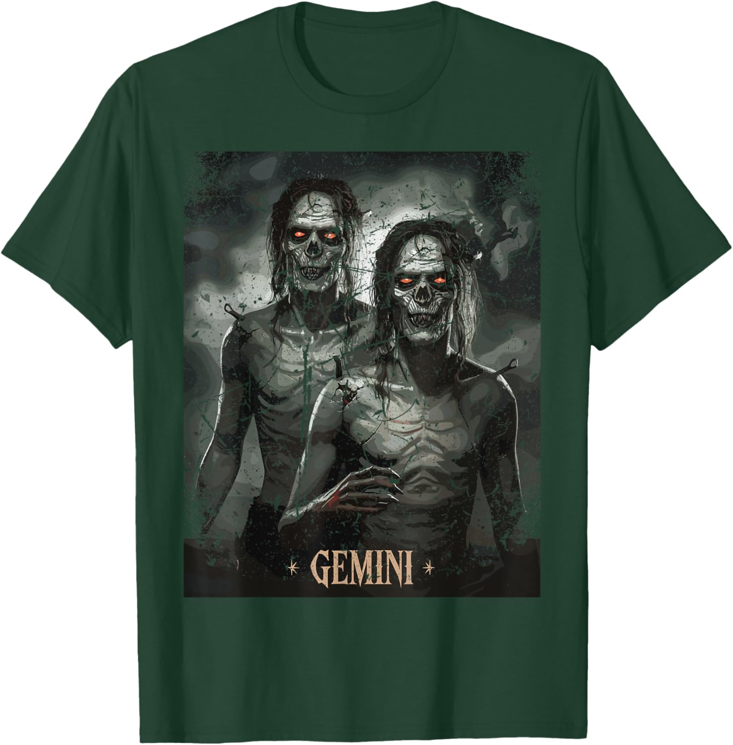 Zombie Gemini Twins Horror Zodiac T-Shirt for Unique Style Lovers - 4