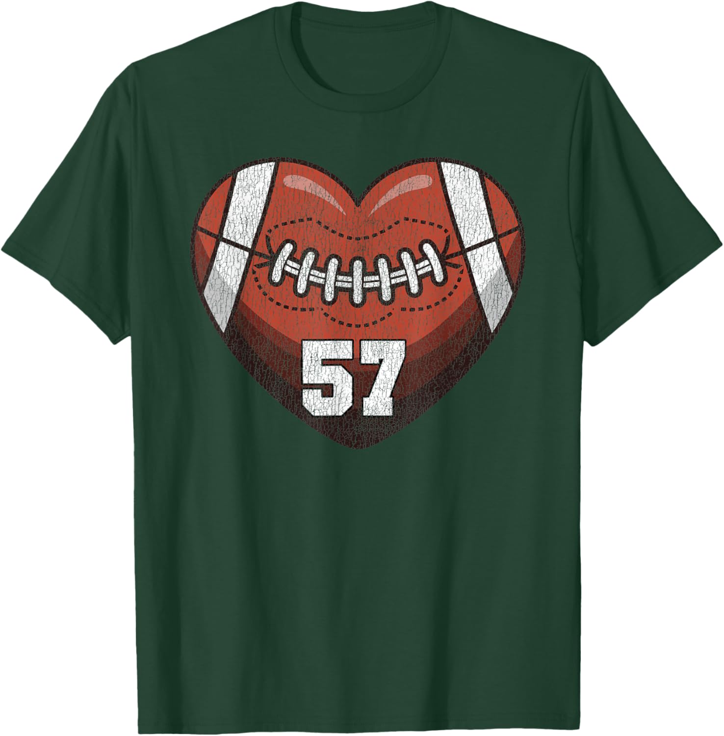 Football Number 57 Distressed Heart T-Shirt for Proud Football Moms - 11