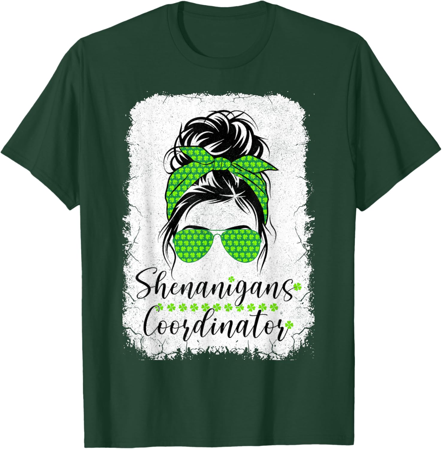 Shenanigans Coordinator Messy Bun St Patricks Day T-Shirt for Women - 18