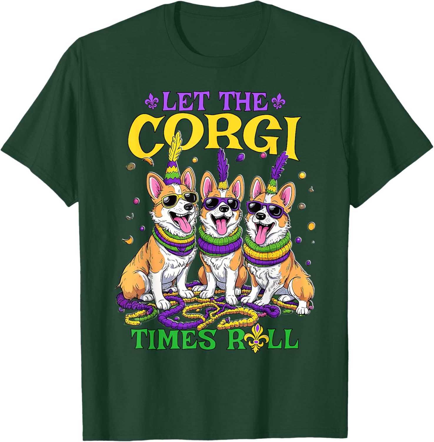 Let Corgi Times Roll Mardi Gras Corgi T-Shirt Fun Pet-Themed Apparel - 10