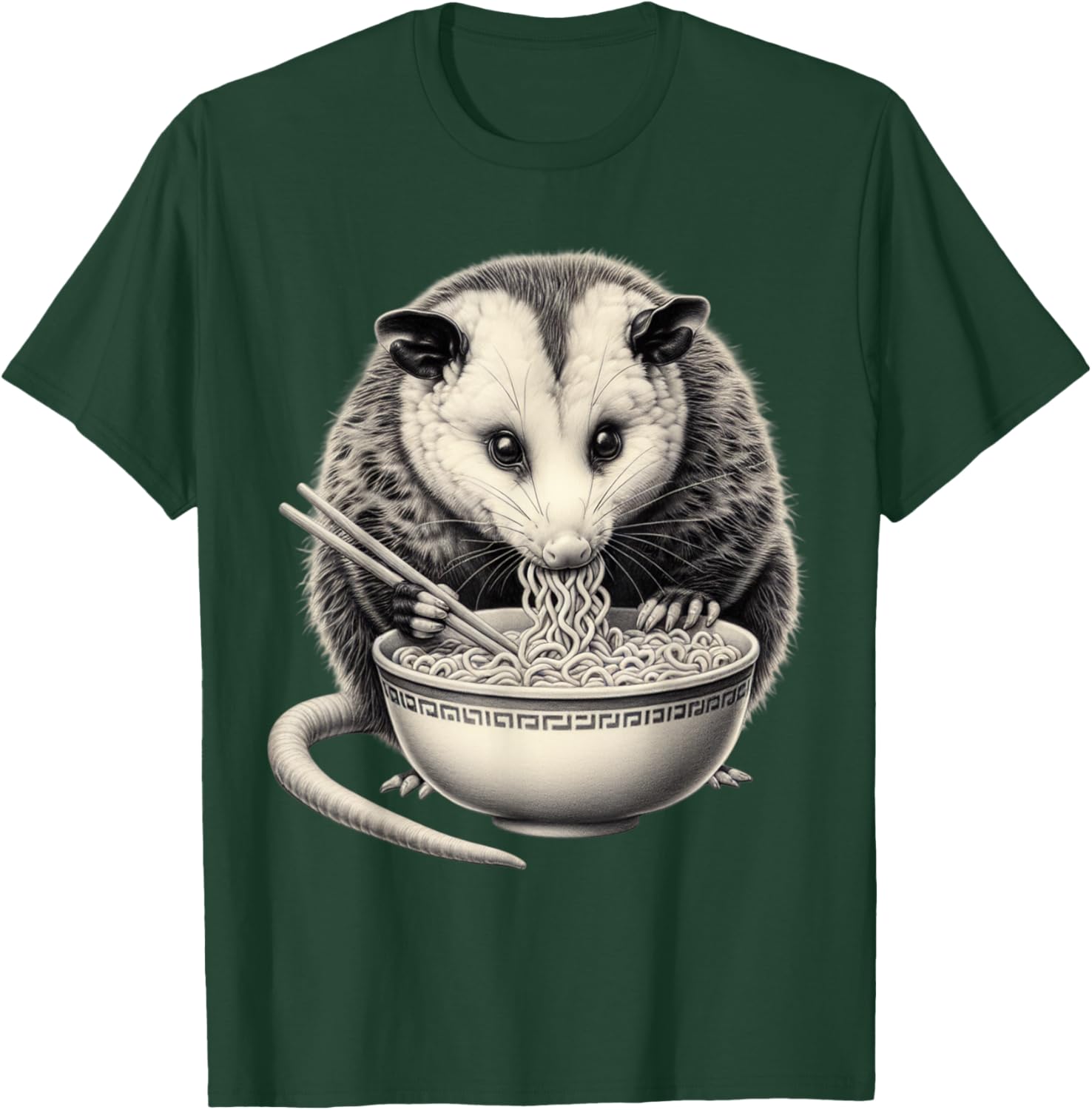 Opossum Eating Ramen Bowl T-Shirt Perfect for Food Lovers and Animal Fans - 5