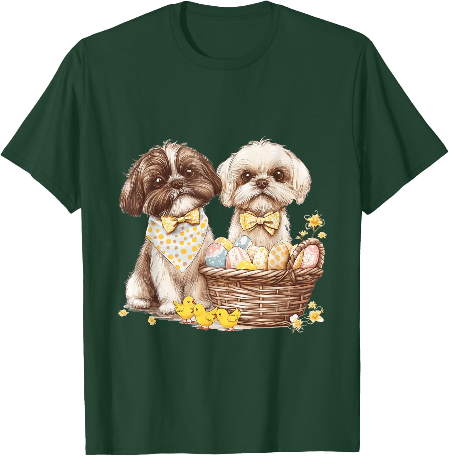 Happy Easter Shih Tzu Dog T-Shirt with Eggs and Chicks for Fun Celebrations - 13