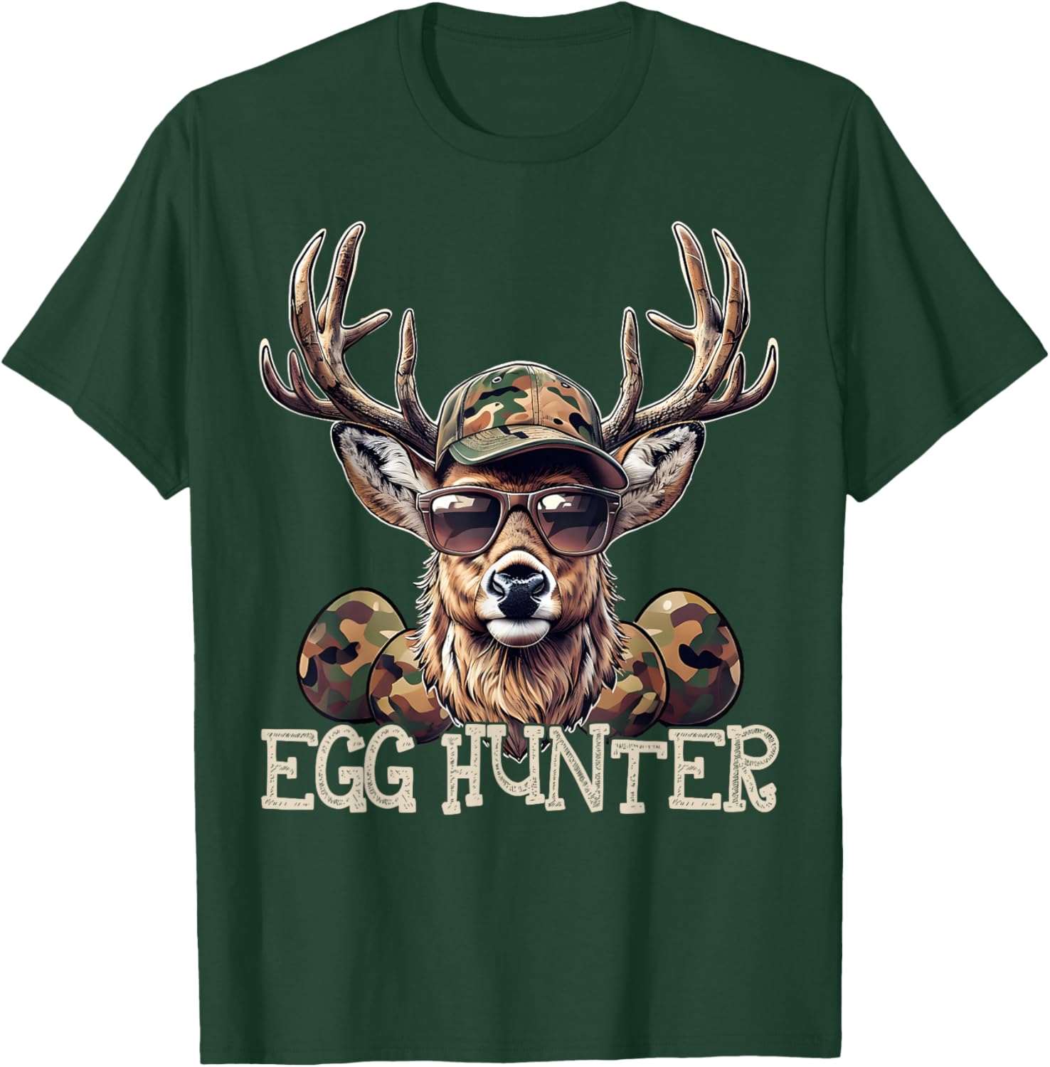 Egg Hunter Deer Camo Cap Boys T-Shirt Perfect for Easter and Hunting - 6
