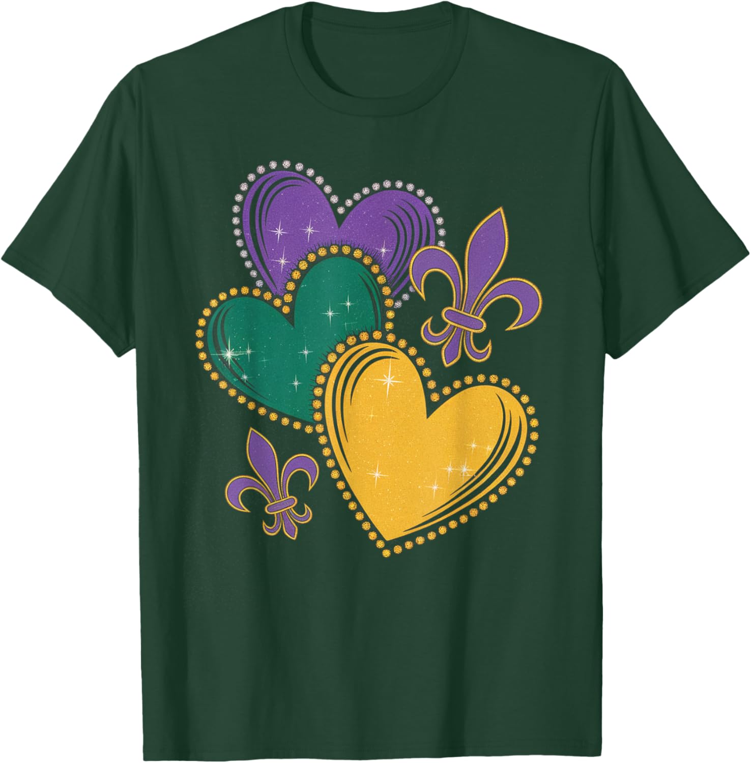 Mardi Gras Hearts T-Shirt for Women Girls and Kids - Fun Festive Apparel - 6