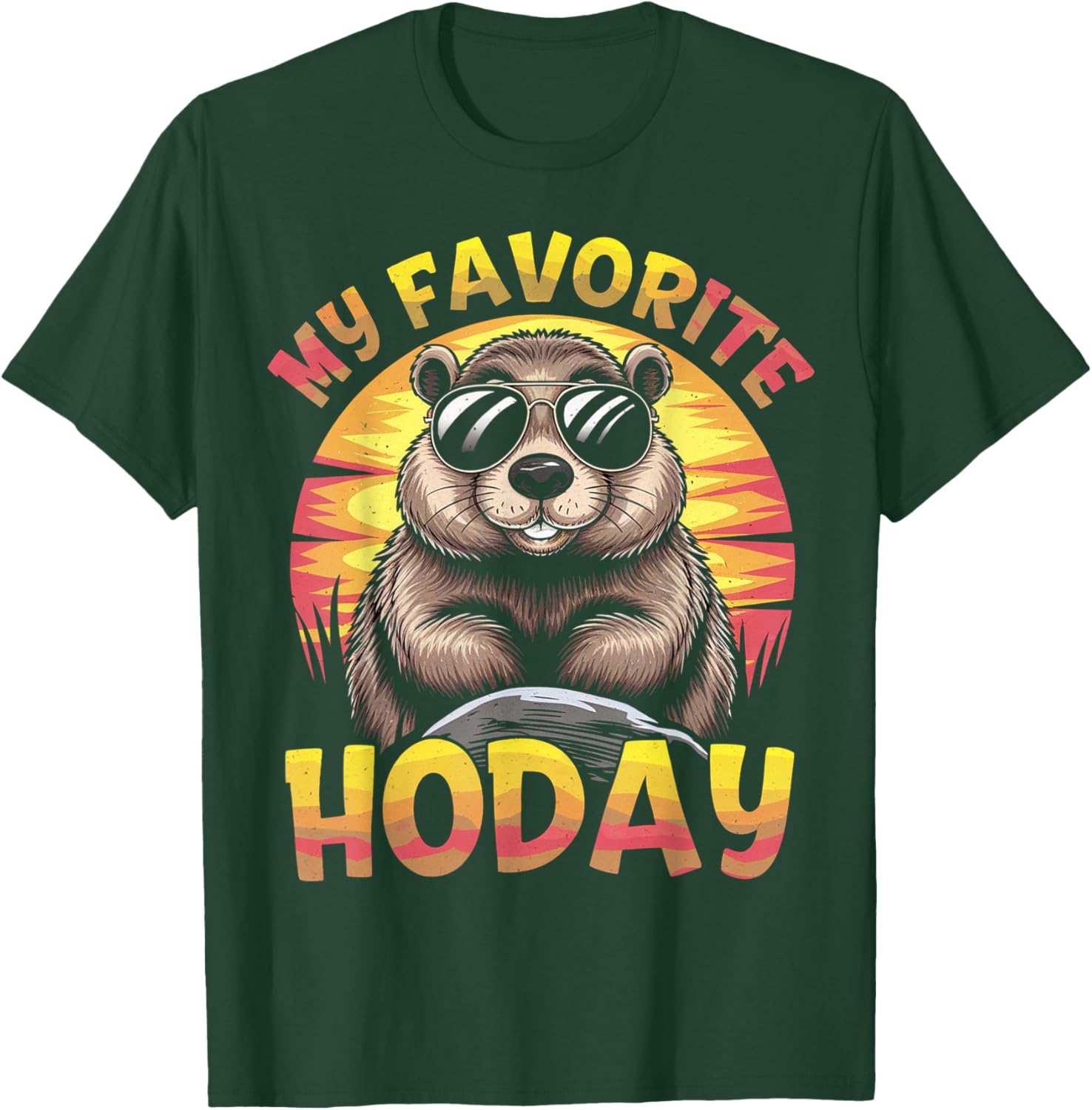 My Favorite Holiday Groundhog Day T-Shirt Featuring Woodchuck Design - 2